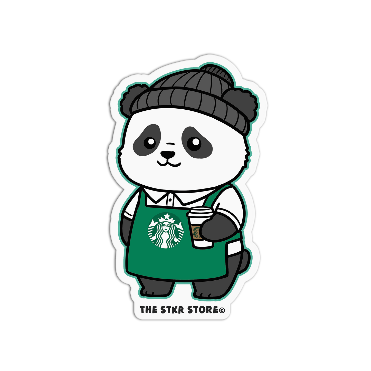 Coffee Barista Panda - Fastfood Animals Sticker - The Stkr Store