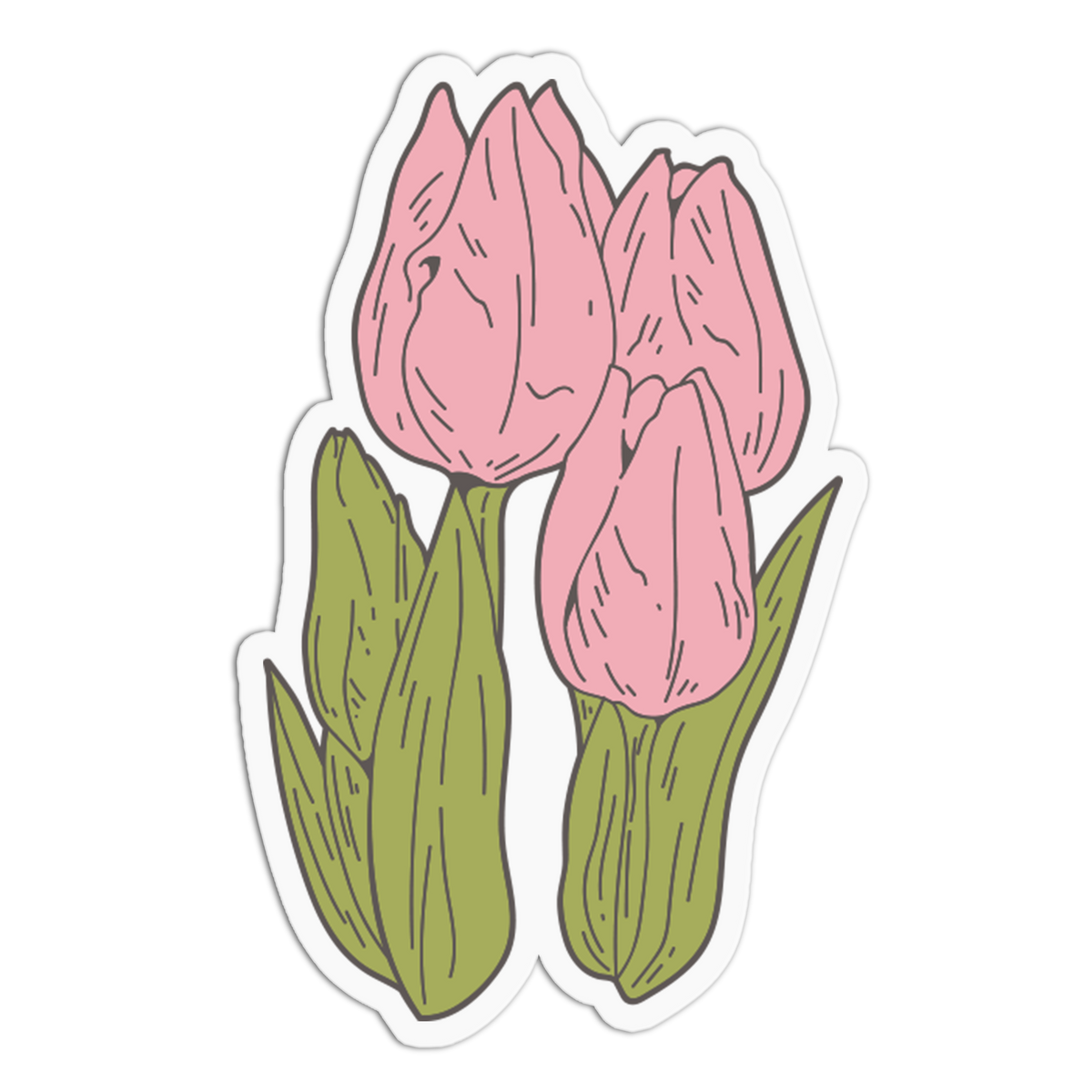 Pretty Pink Tulip - Flower Sticker