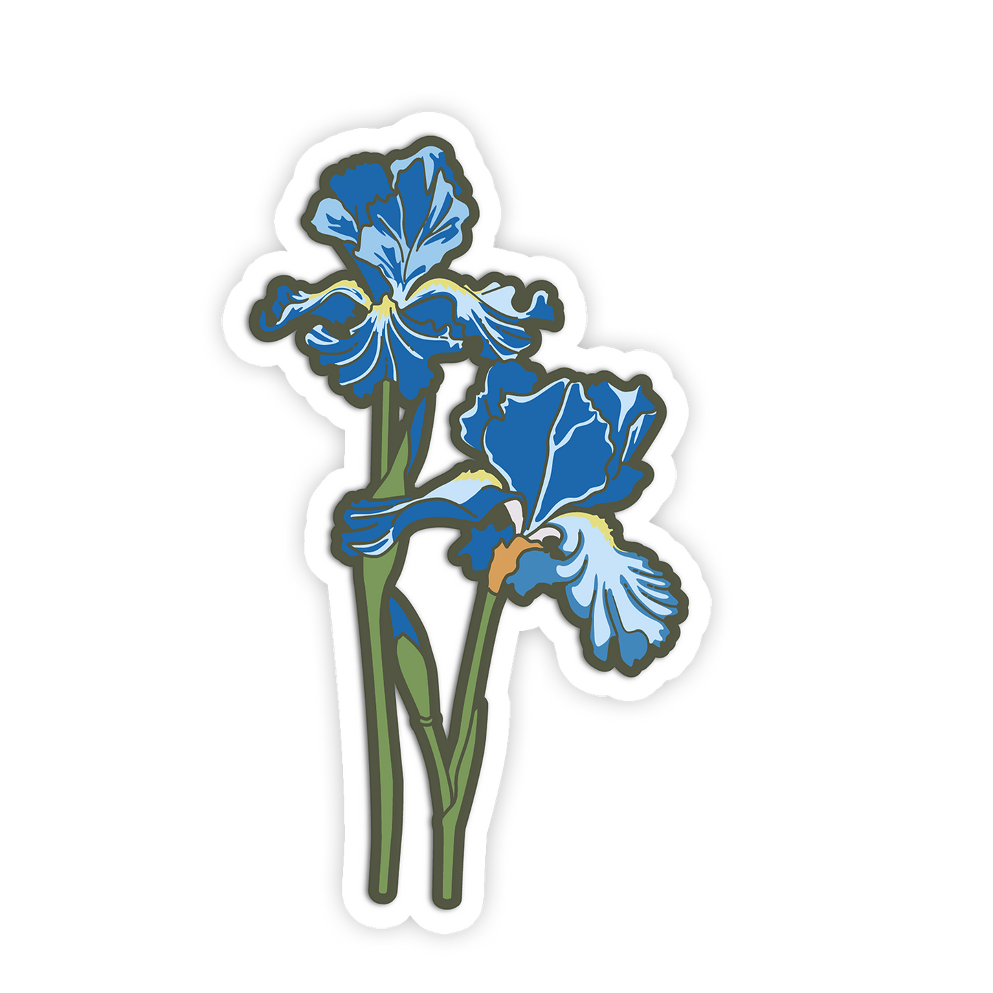 Sticker with blue flowers on a white background