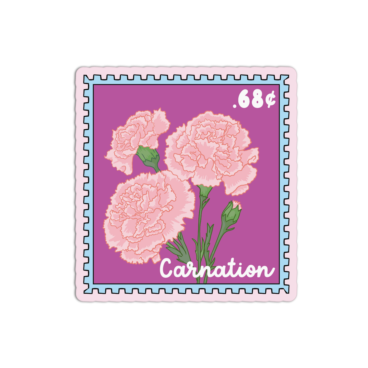 Carnation Stamp - Flower Stamp Stickers