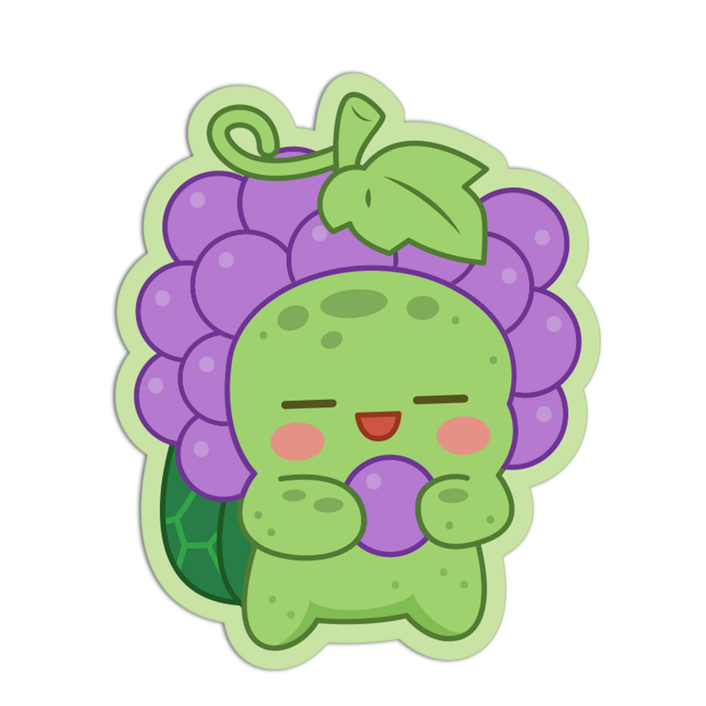 Joyful Grape Holding Fruit Turtle Sticker