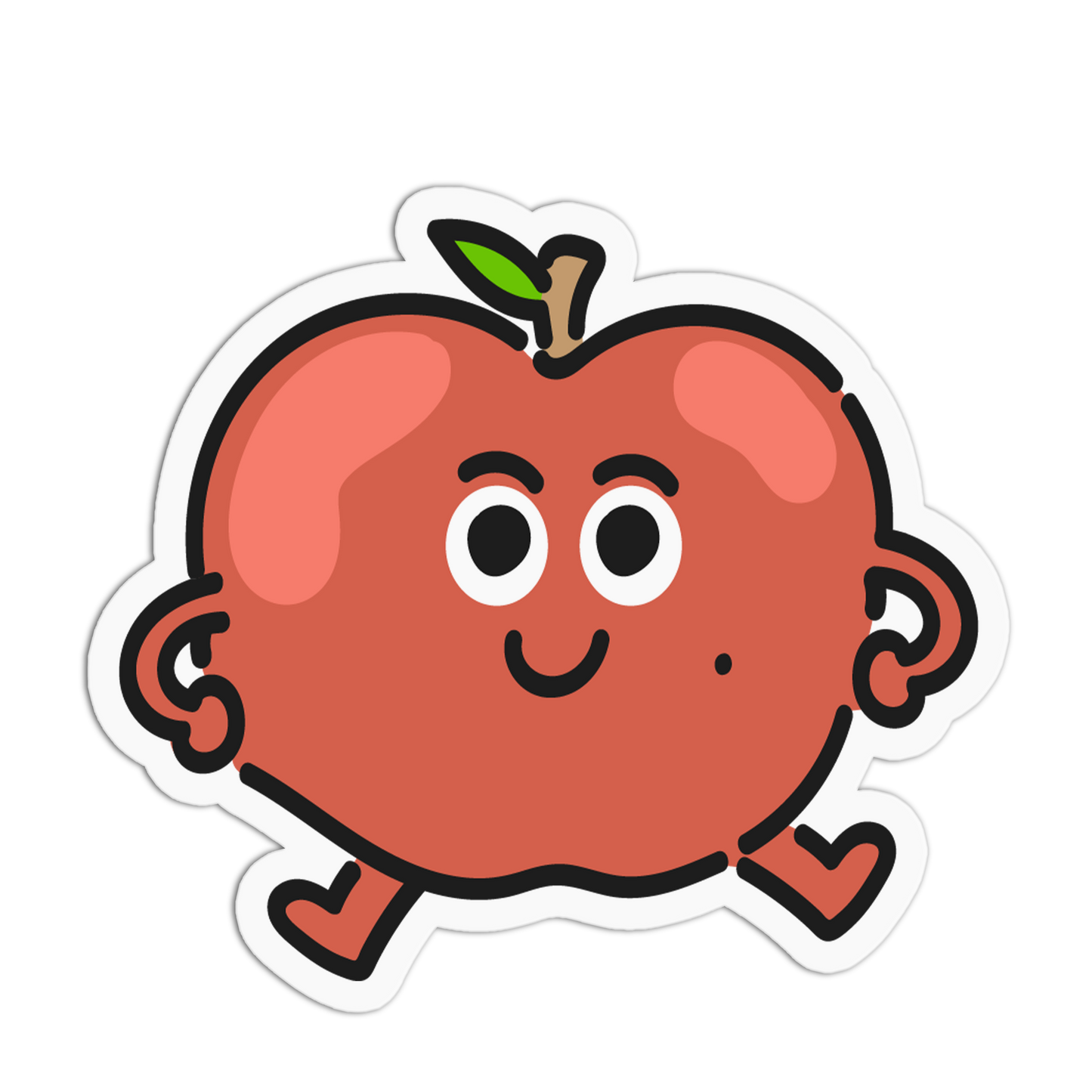 Happy Red Apple Fruits And Veggies Sticker