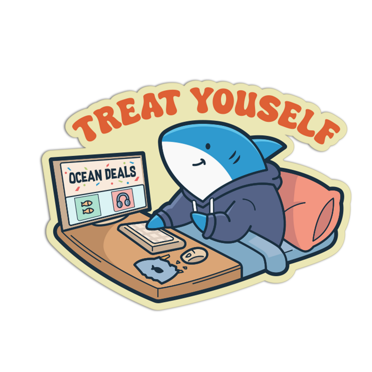 Treat Youself - Funny Shark Sticker - The Stkr Store