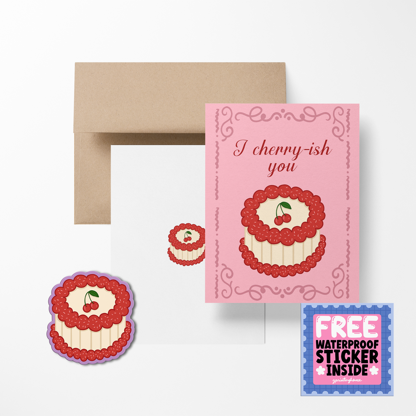 I Cherry-ish You Greeting Card with Stickers