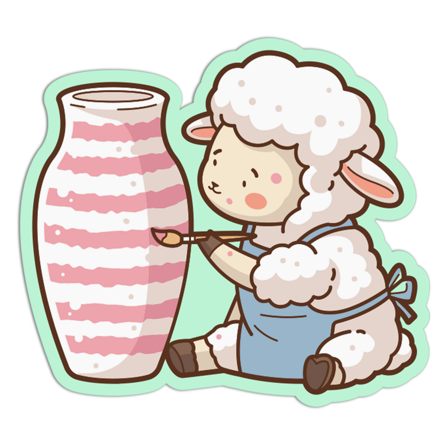 Sheep Painting Striped Vase Glazing and Decorating Sticker