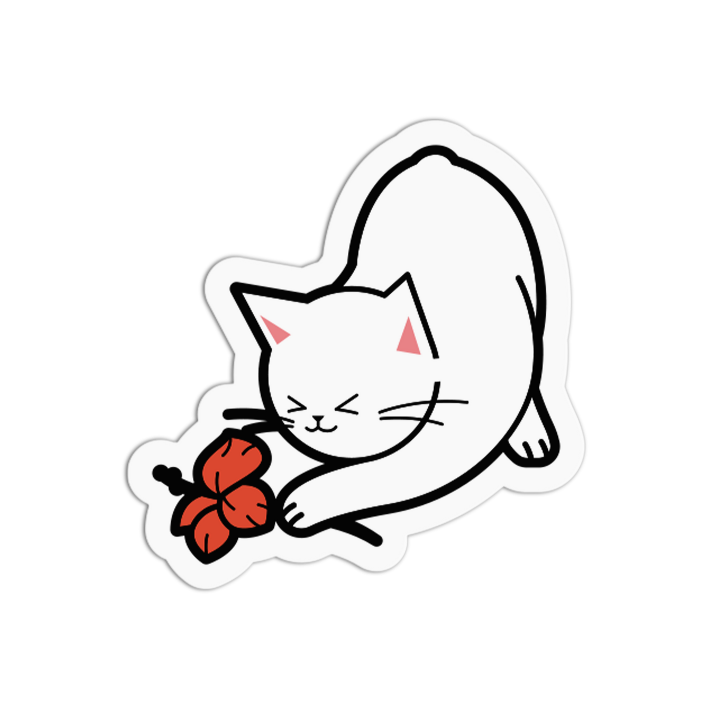 Petal Pounce Gumamela Cat Sticker