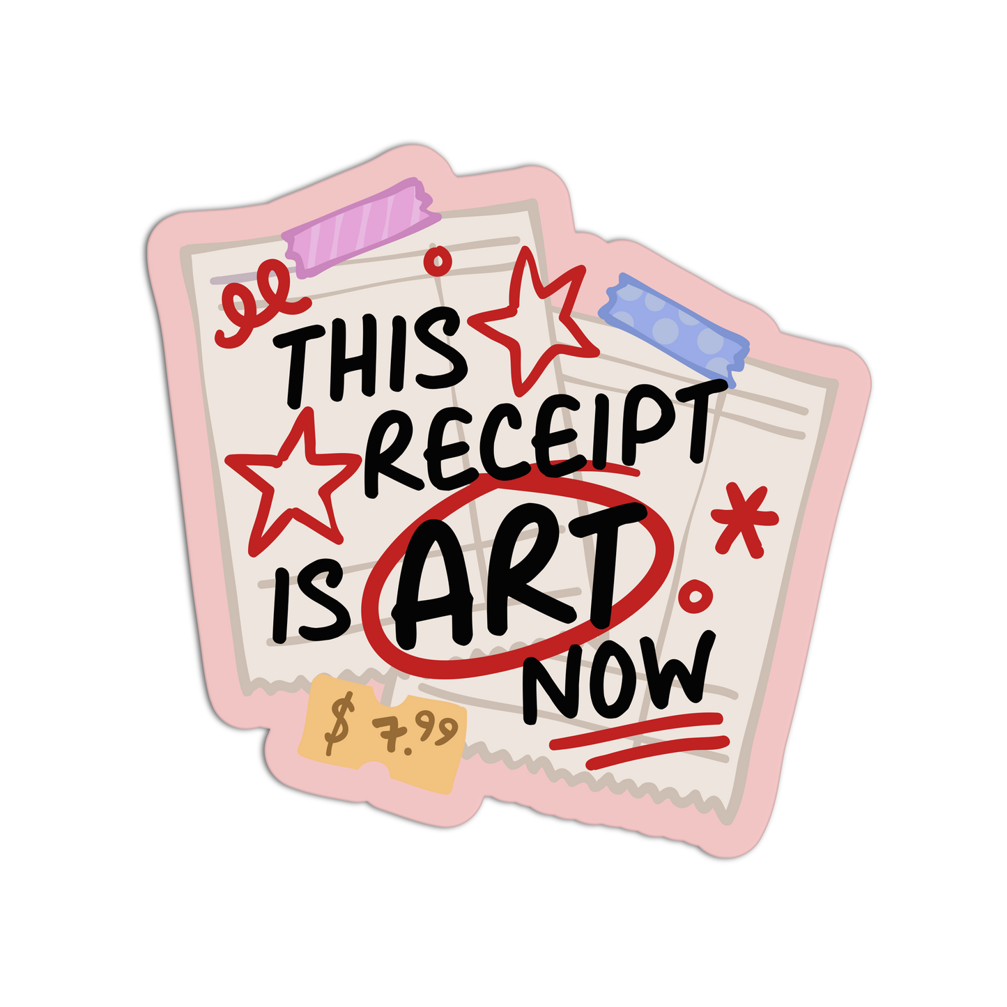 Cartoon-style receipt with text 'This Receipt is Art Now' on a white background