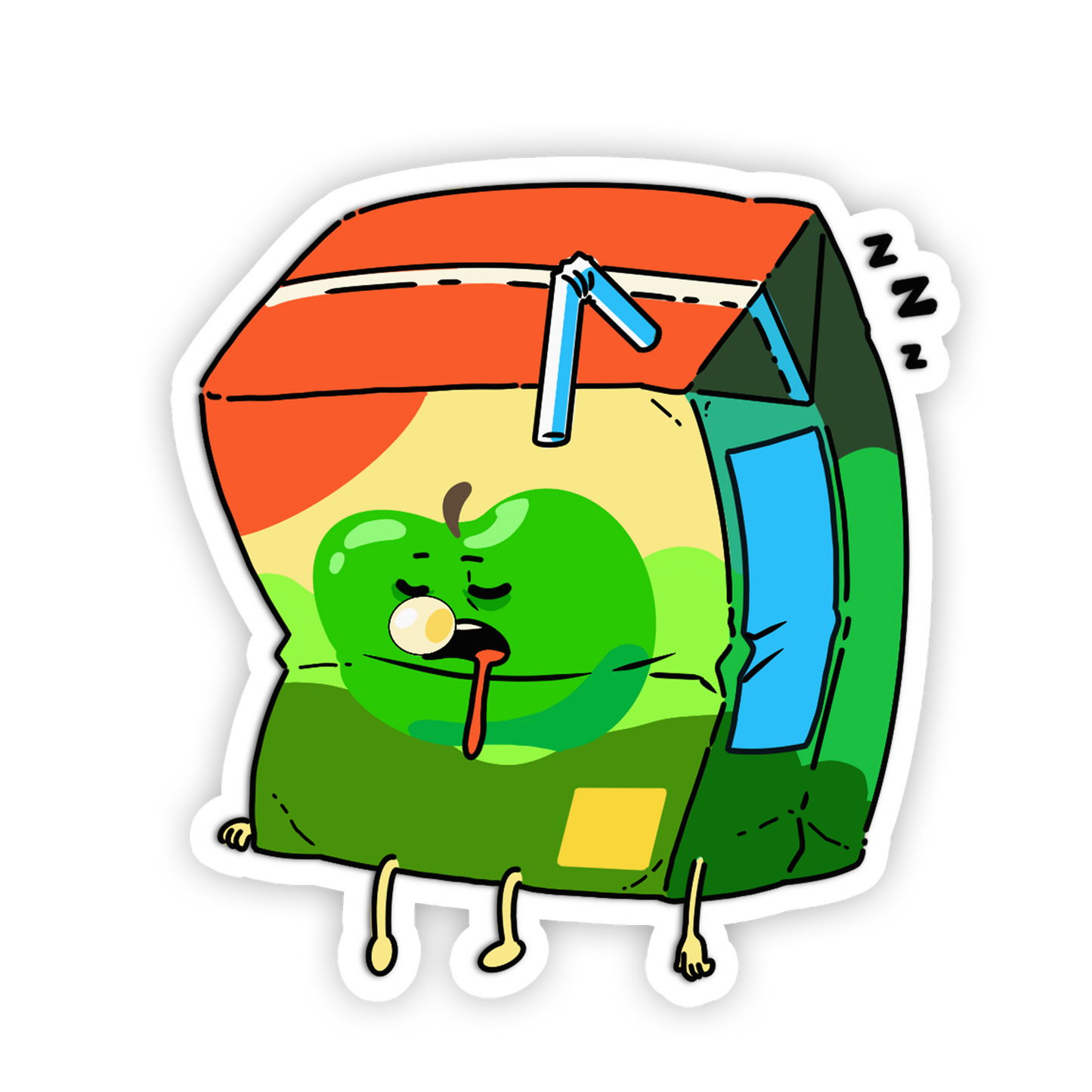 Cartoon caterpillar in a cardboard box with a happy expression on a white background