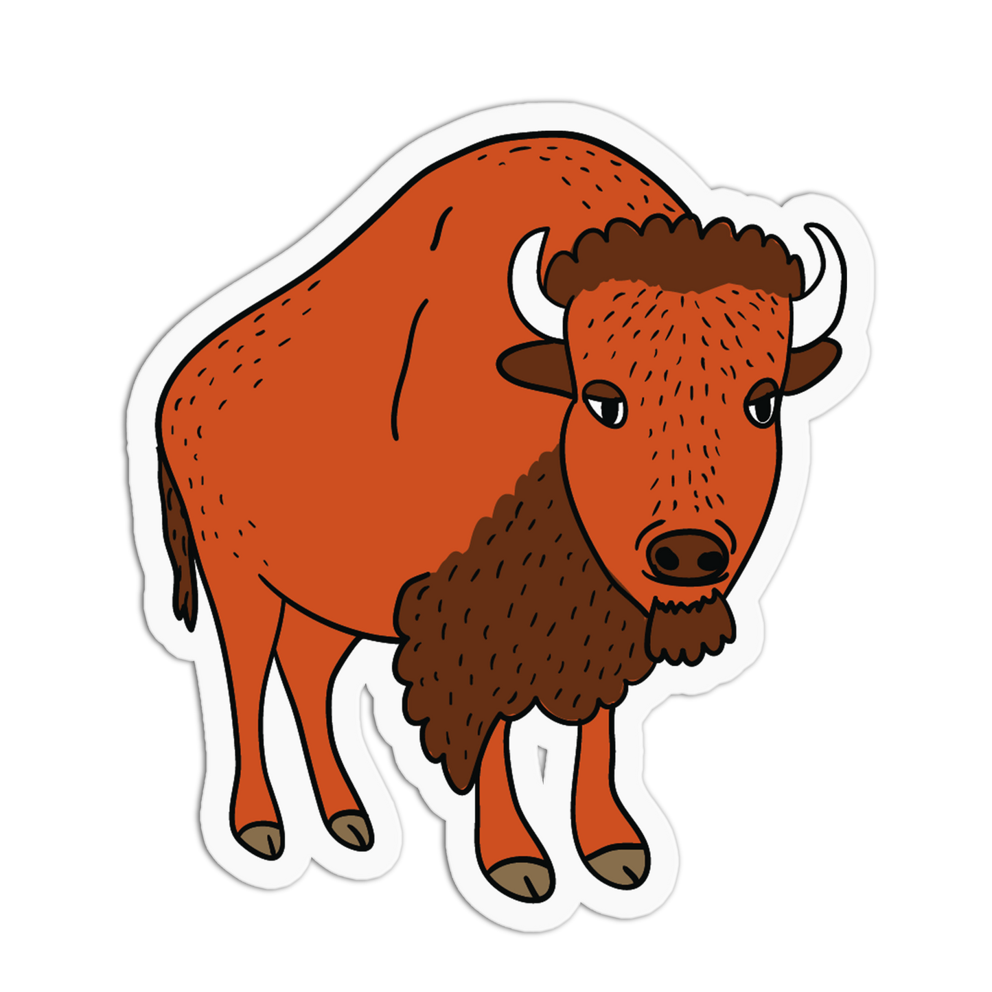 Brown Bison Standing Lazy Animals Sticker