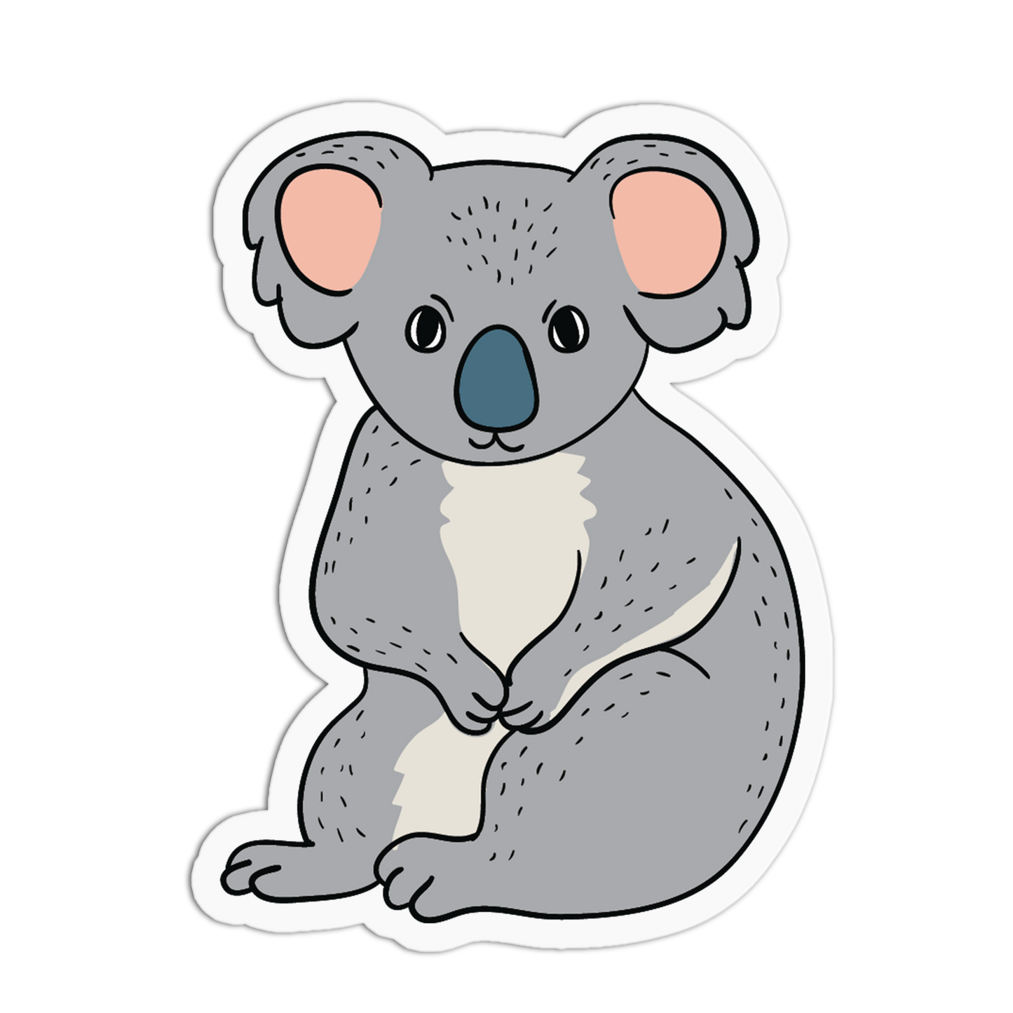 A die-cut sticker featuring a cute cartoon koala, shown on a plain white background.