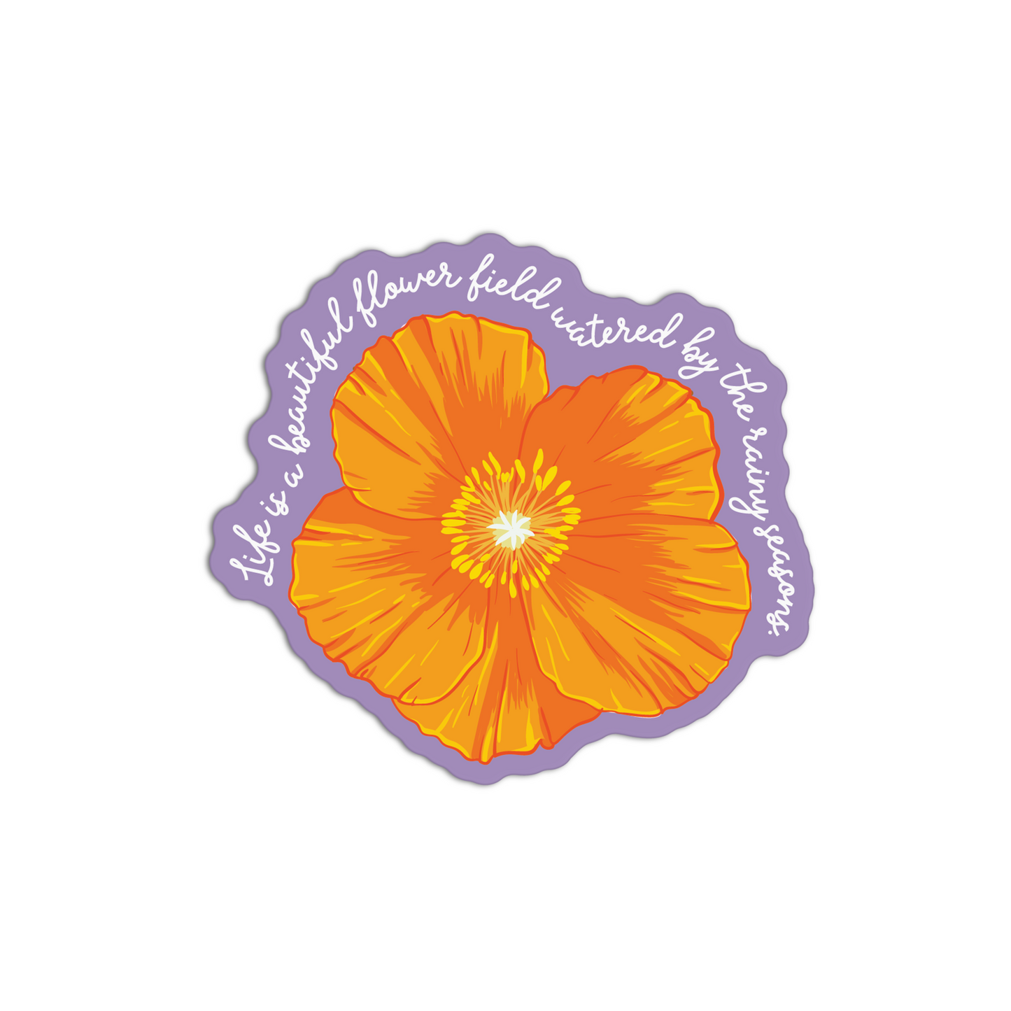 Life is a Beautiful Flower Field California Poppy Stickers