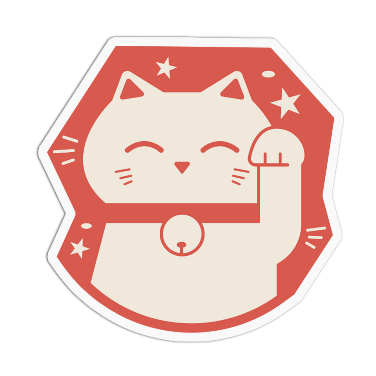 Red Hexagon - Lucky Cats Sticker