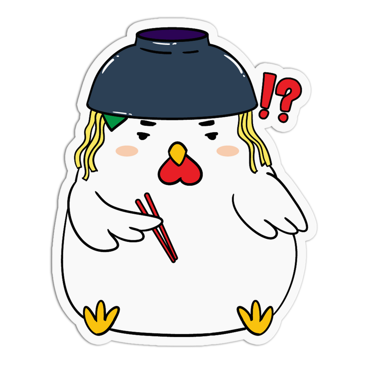 Noodle Hat Mad Chicken Sticker