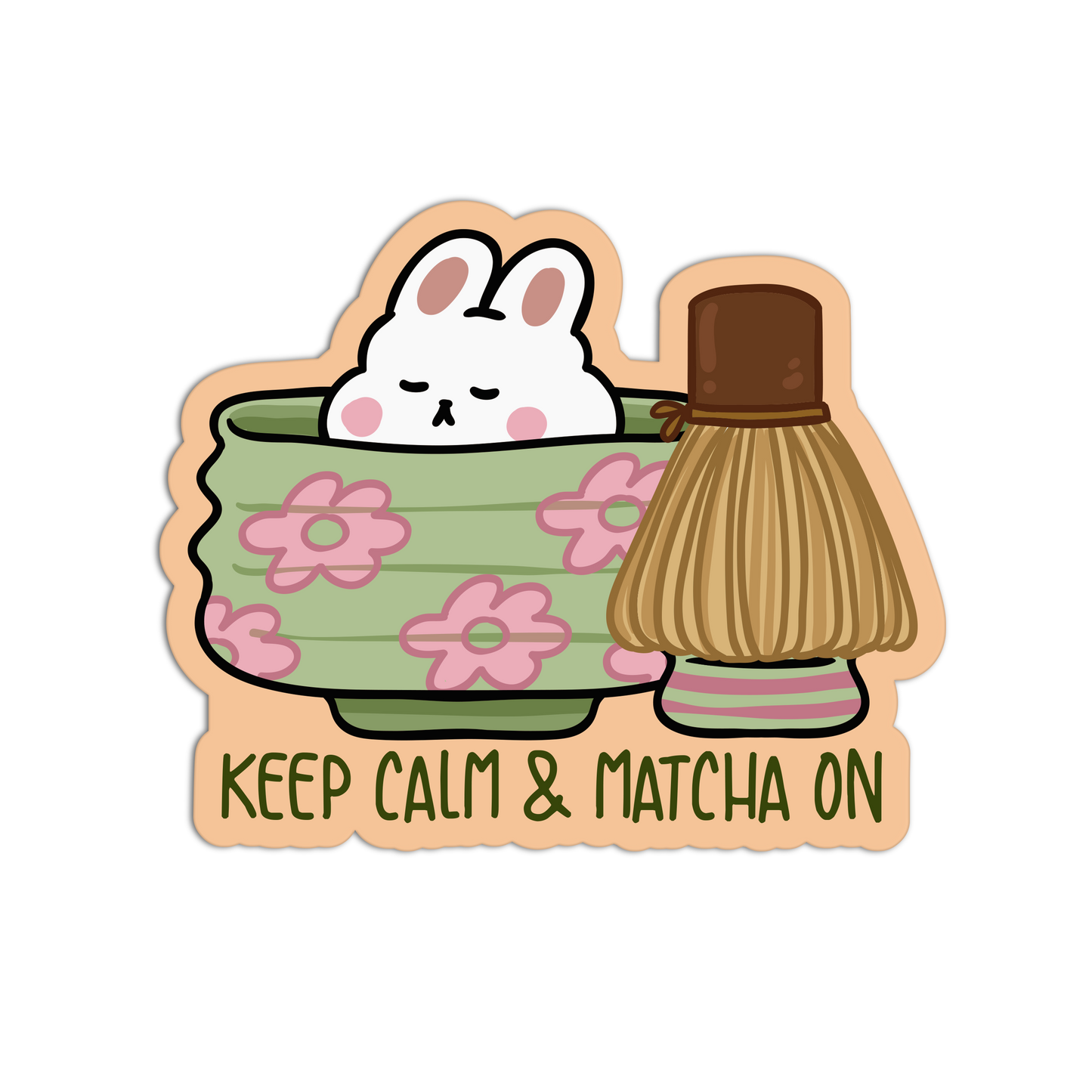 Keep Calm Bunny - Matcha Stickers