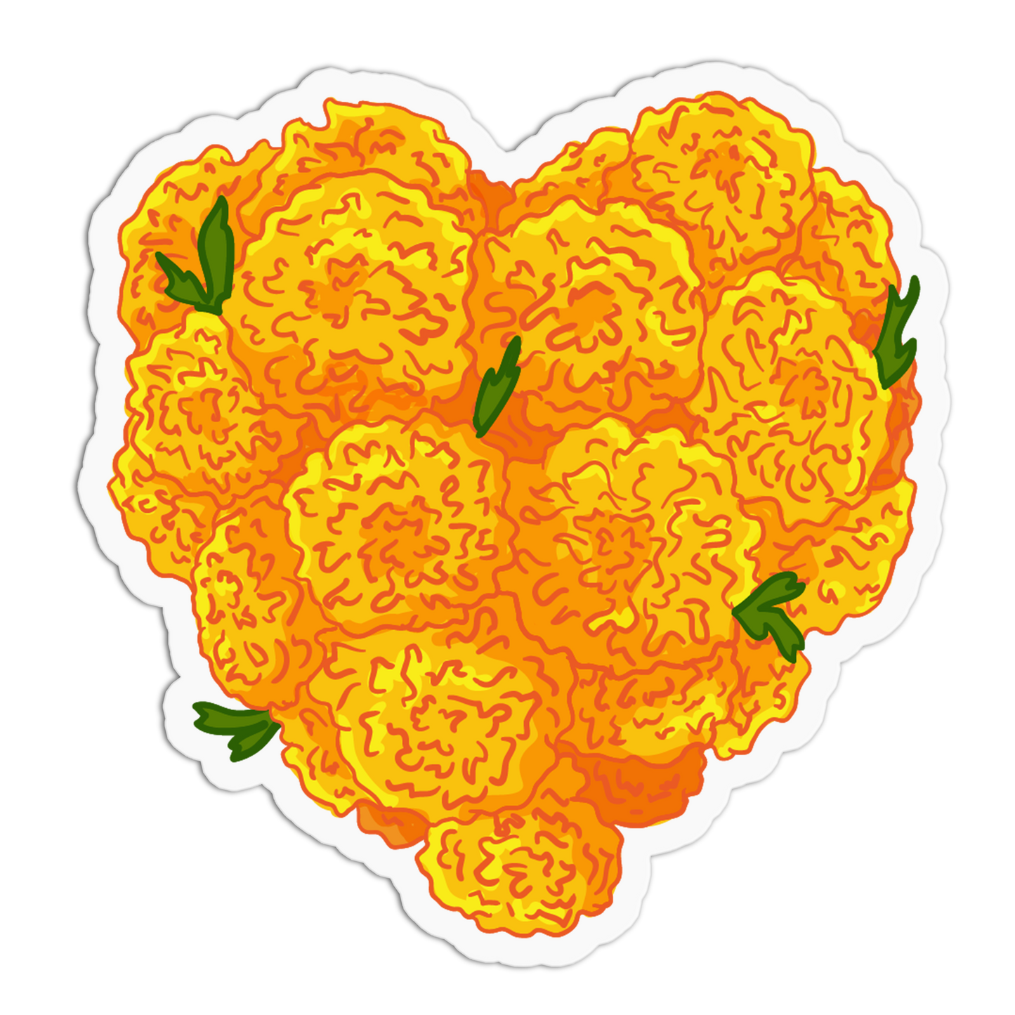 Marigold Heart Flowers Mexican Sticker