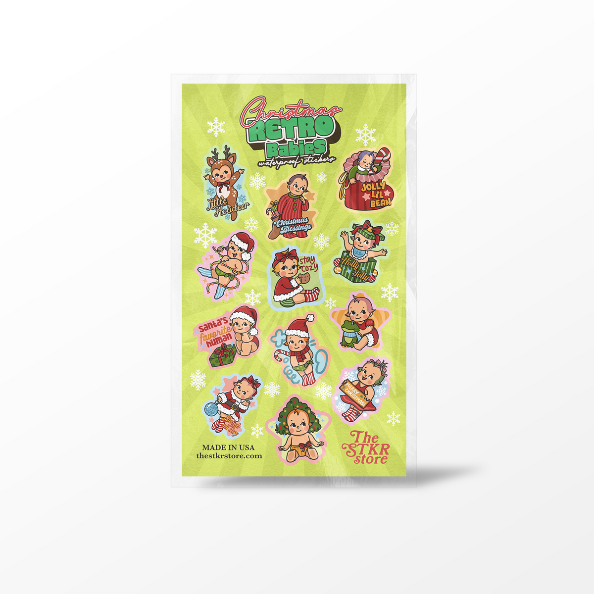 Christmas Retro Babies Sticker Sheet