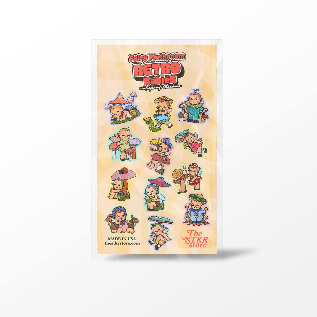 Fairy Mushroom Retro Babies Sticker Sheet