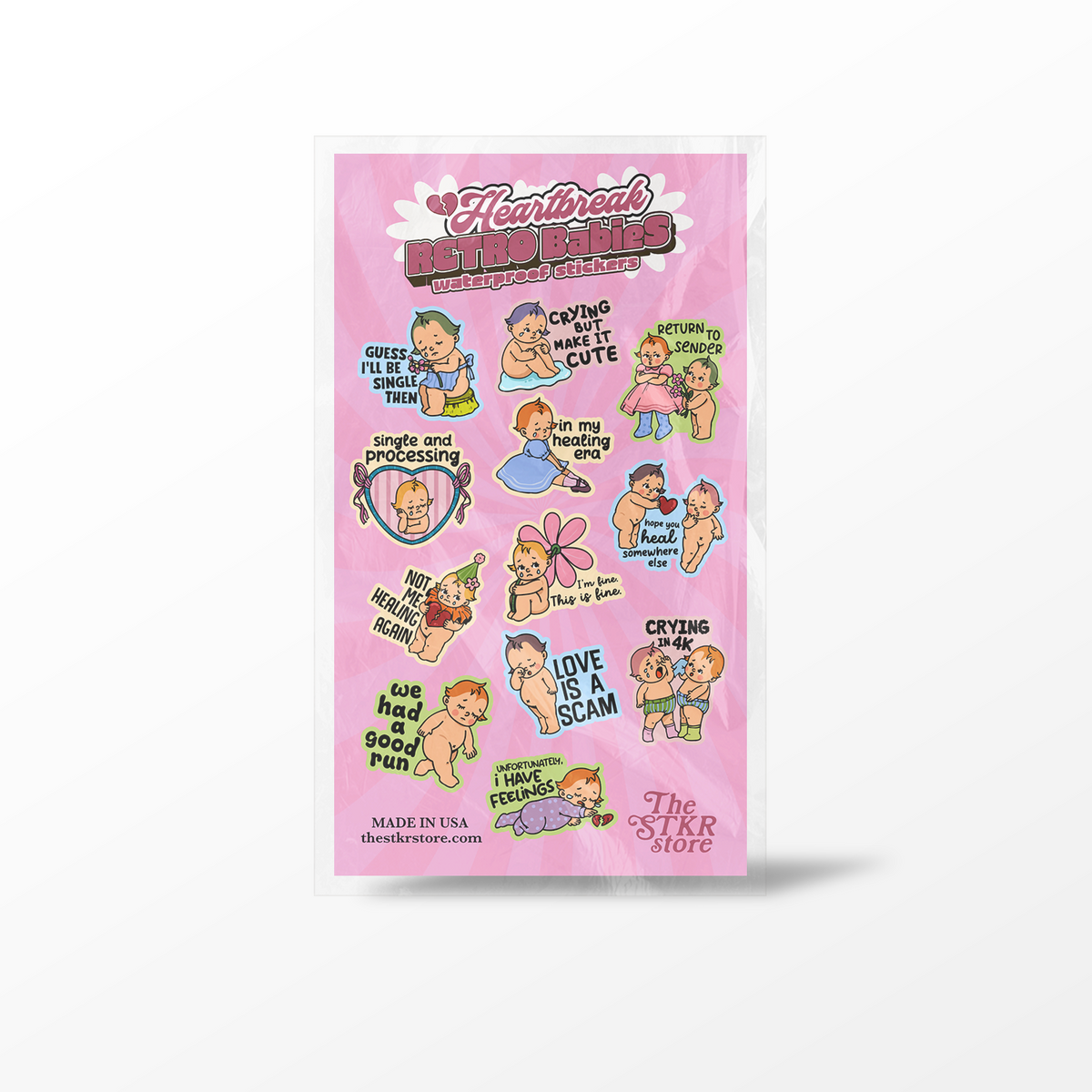 Heartbreak Retro Babies Sticker Sheet