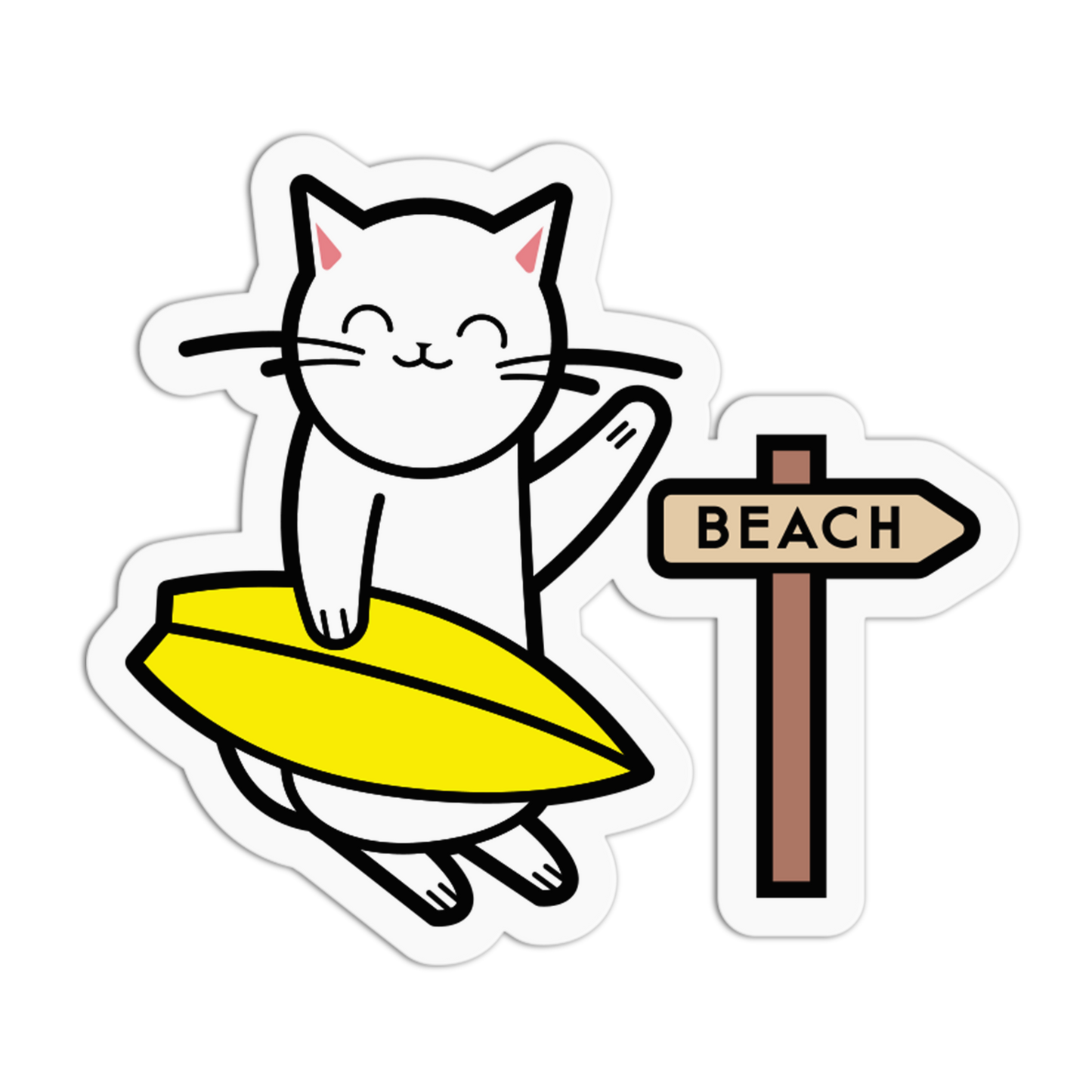 Beach Bound Cat Summer Sticker