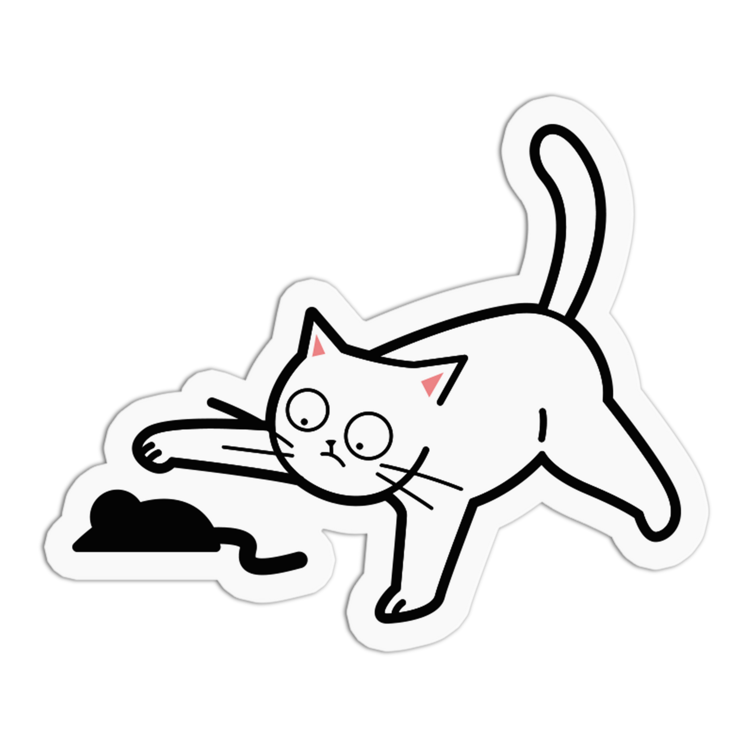 Illustration of a cat chasing a mouse on a white background
