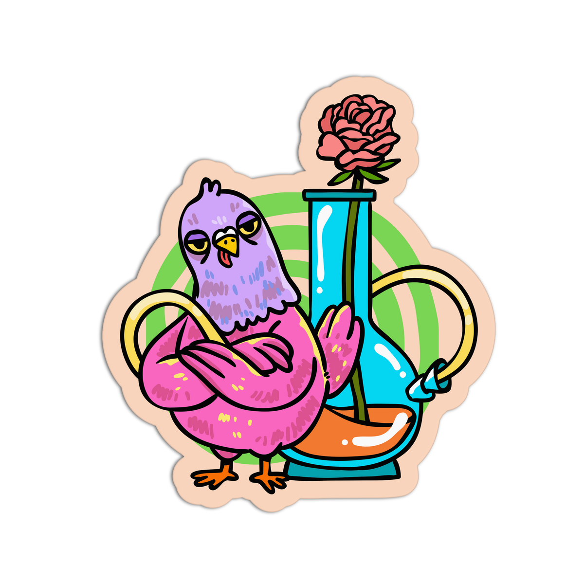 Rose Bird - Neon Canna Sticker