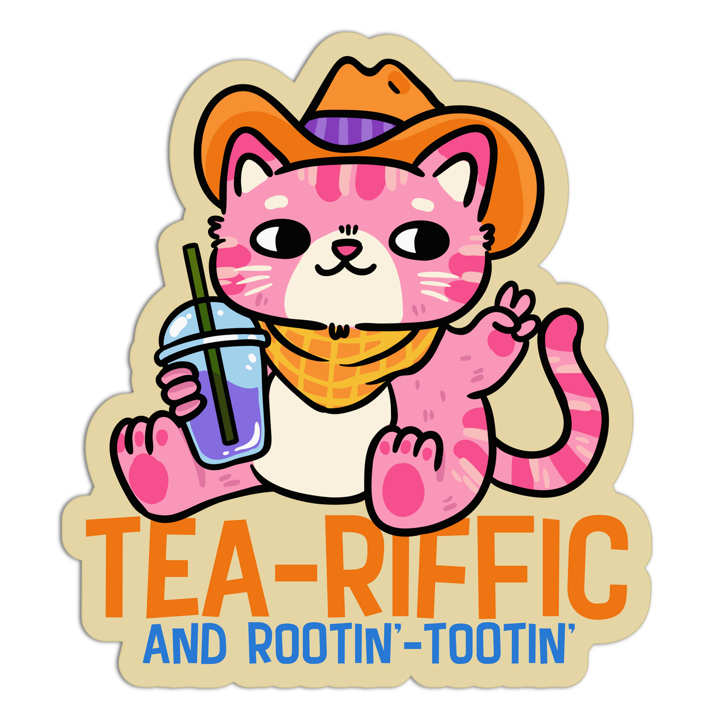 Tea-Riffic And Rootin'- Tootin' Cat Stickers