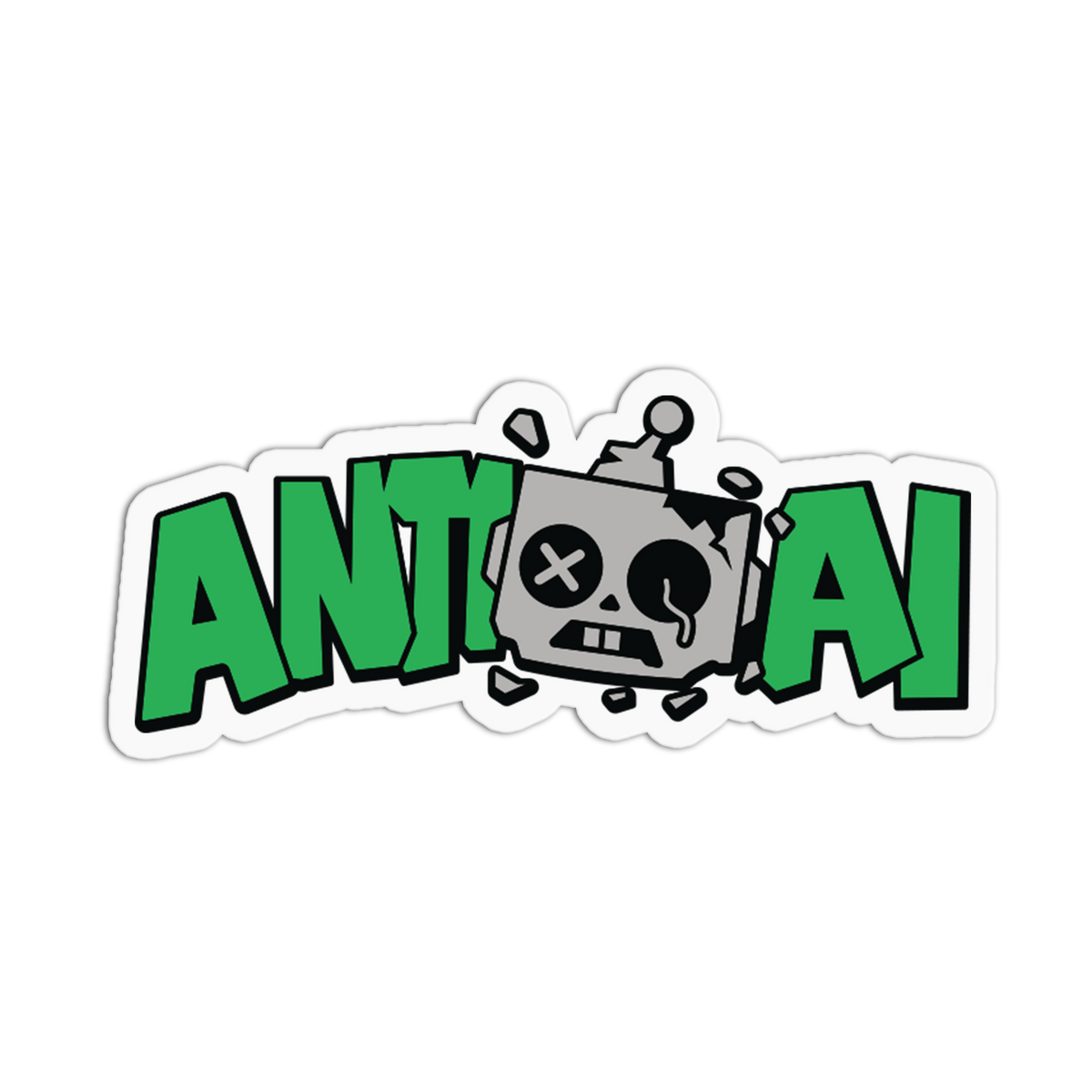 Broken Robot - No To AI Sticker