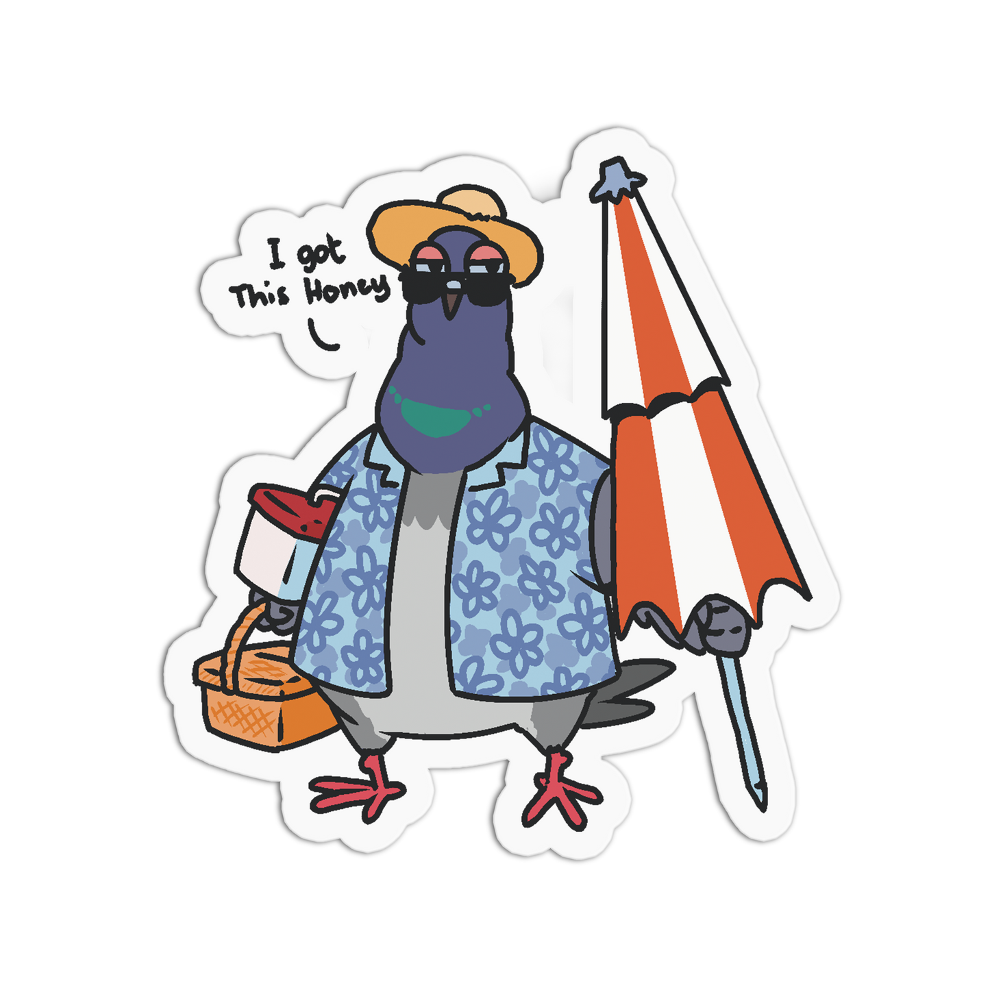 Beach Vacation NY Pigeon Sticker