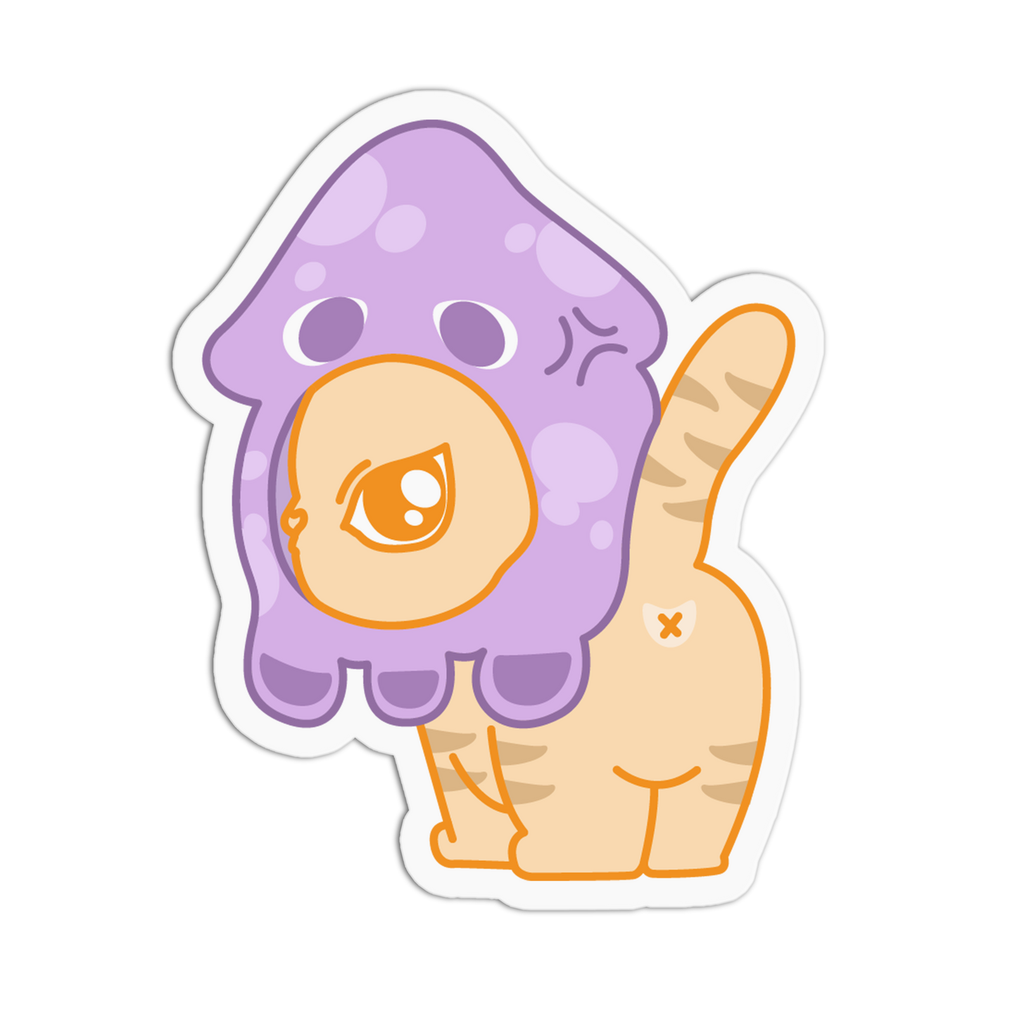 Grumpy Purple Squid Ocean Cat Sticker