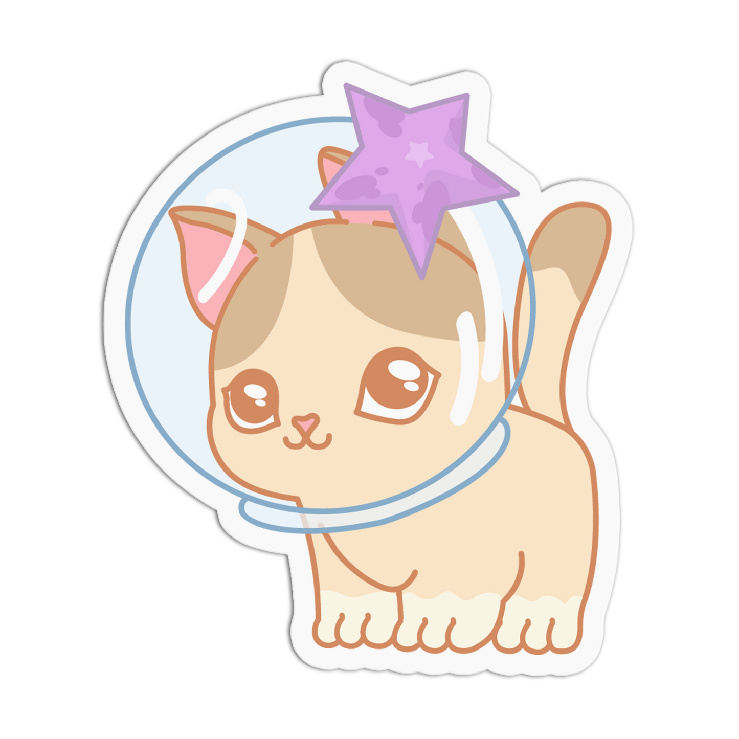 Purple Starfish Helmet Ocean Cat Sticker
