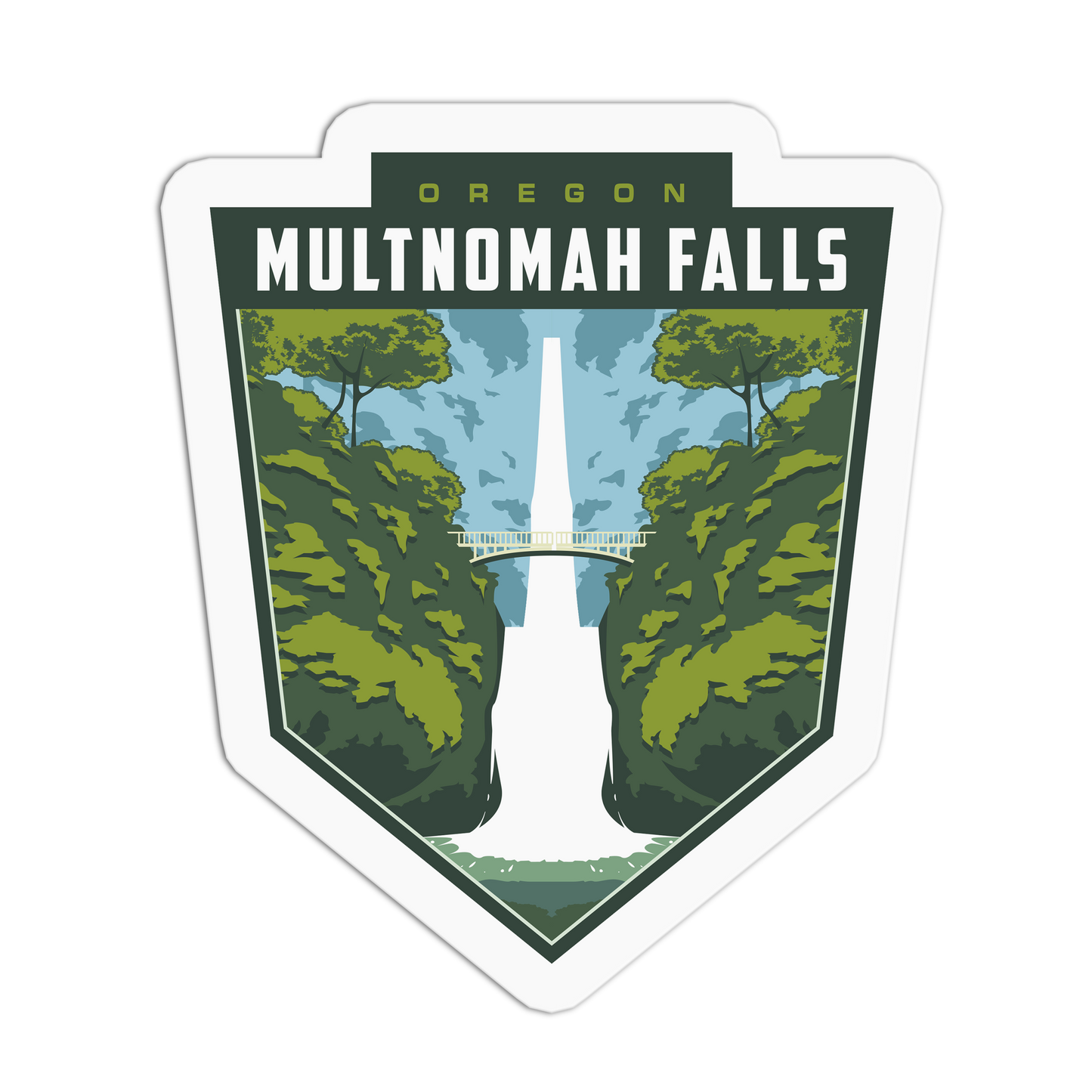 Multnomah Falls - Travel Series Oregon Sticker - The Stkr Store