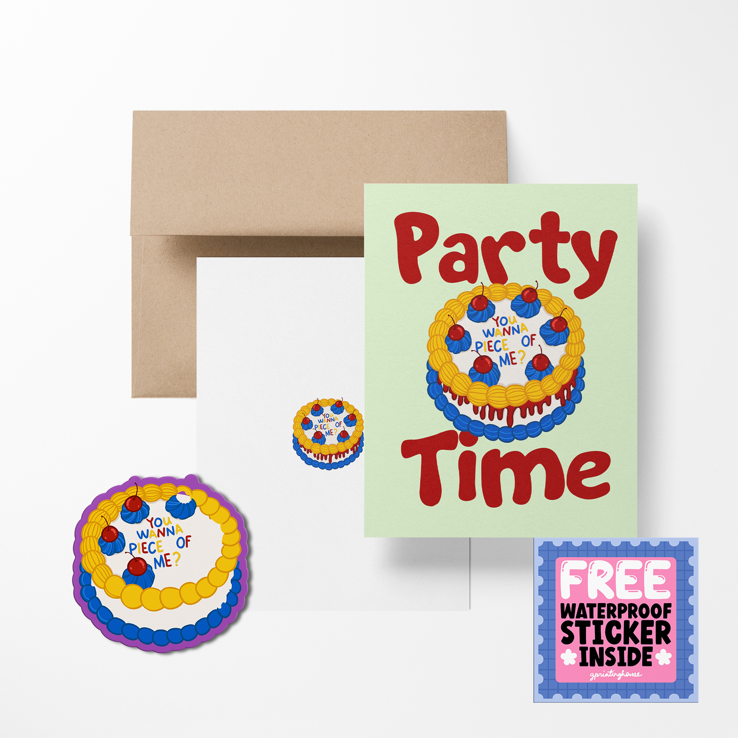 Party Time Greeting Card with Sticker