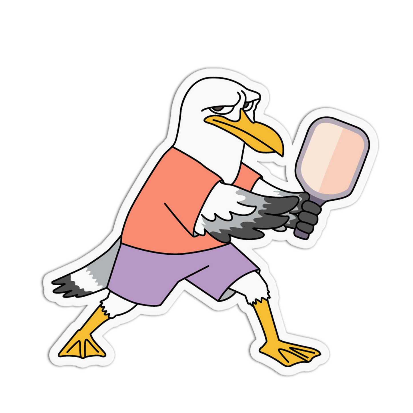 Grumpy Seagull Player Pickleball Sticker