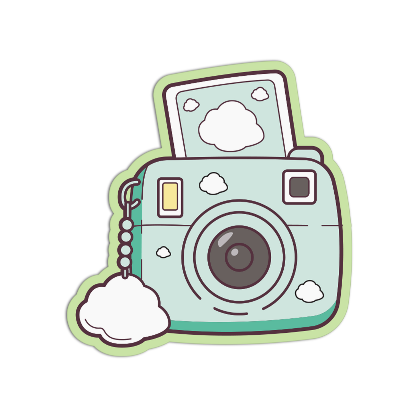 Fluffy Sky Cloud Polaroid Camera Sticker
