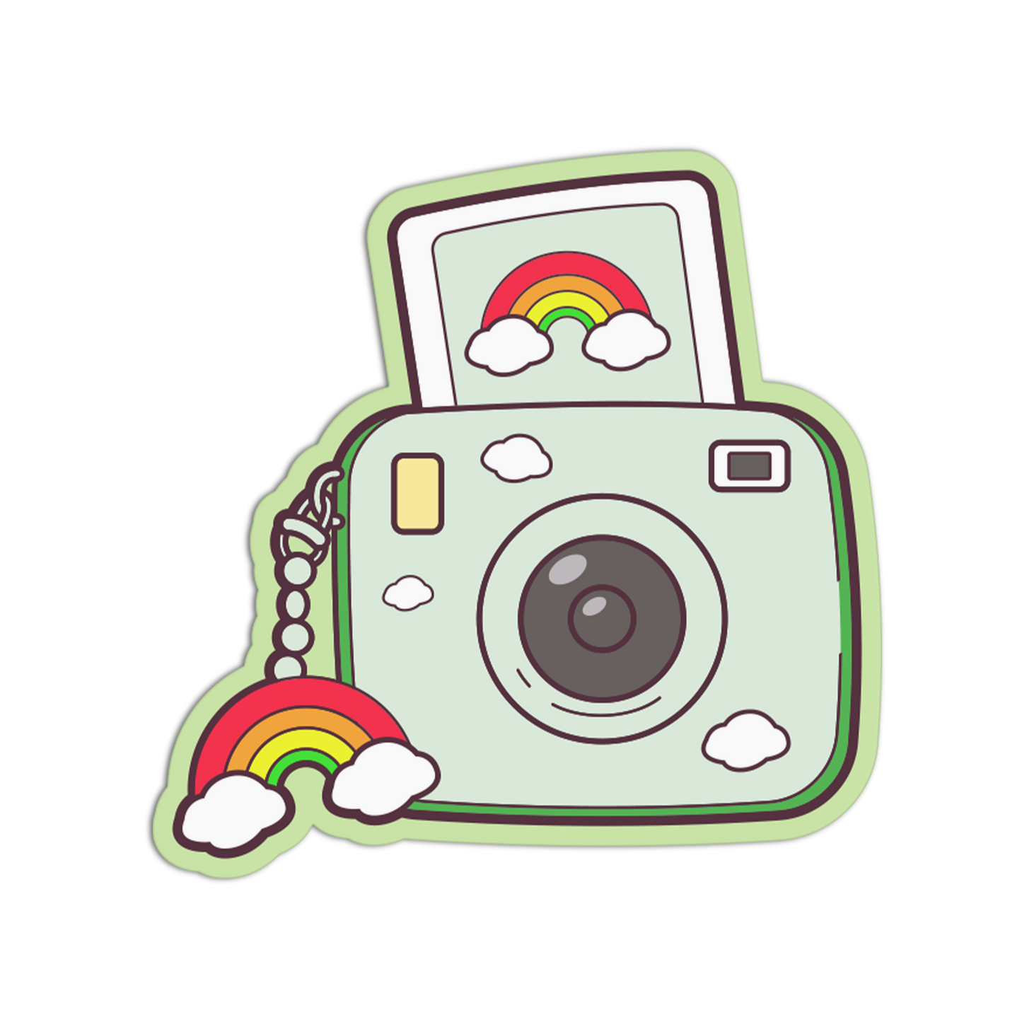 Cute Rainbow Charm Polaroid Camera Sticker