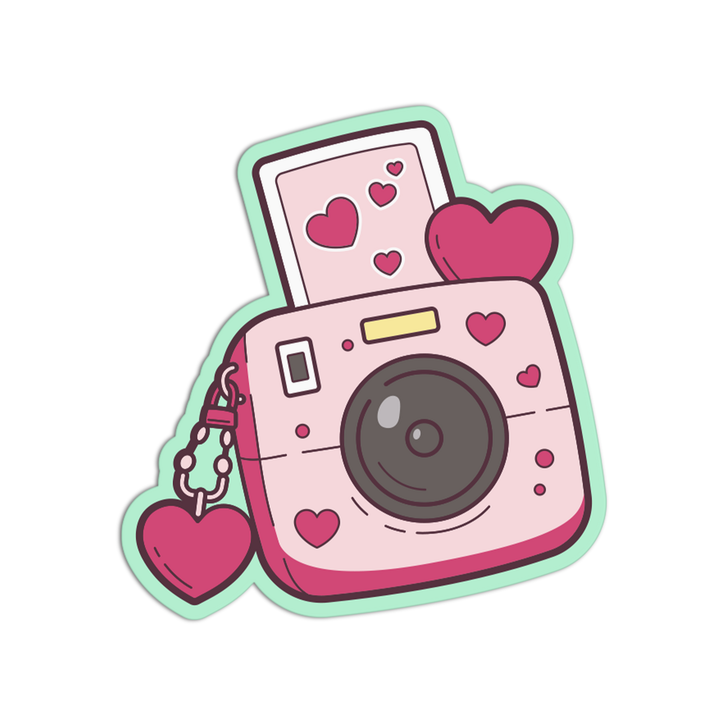 Lovely Pink Heart Polaroid Camera Sticker