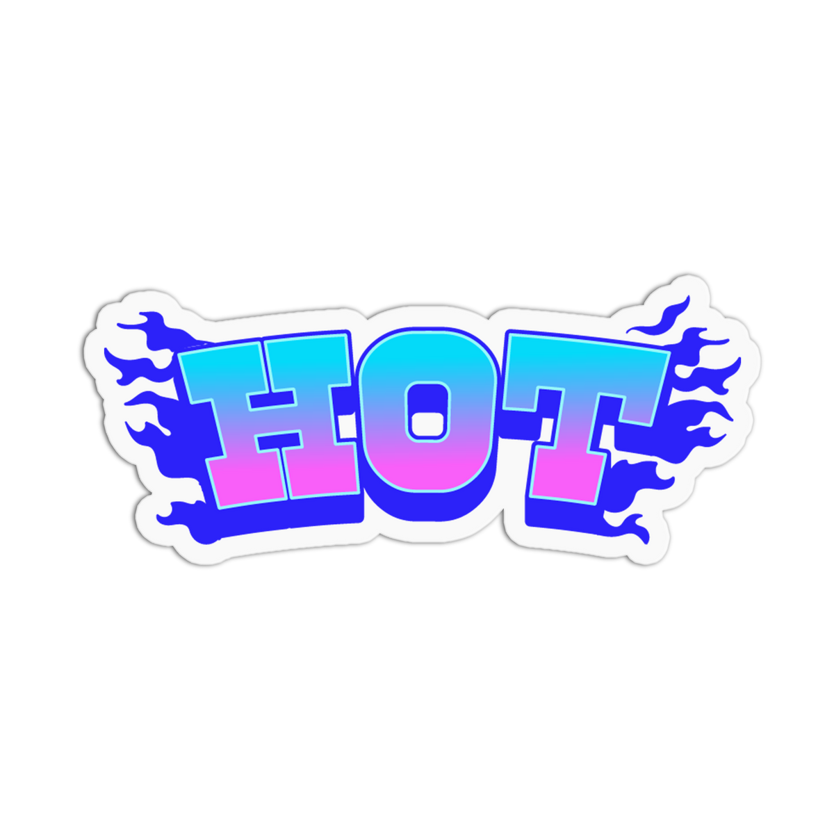 Blue Flame Text Rave Hot Sticker