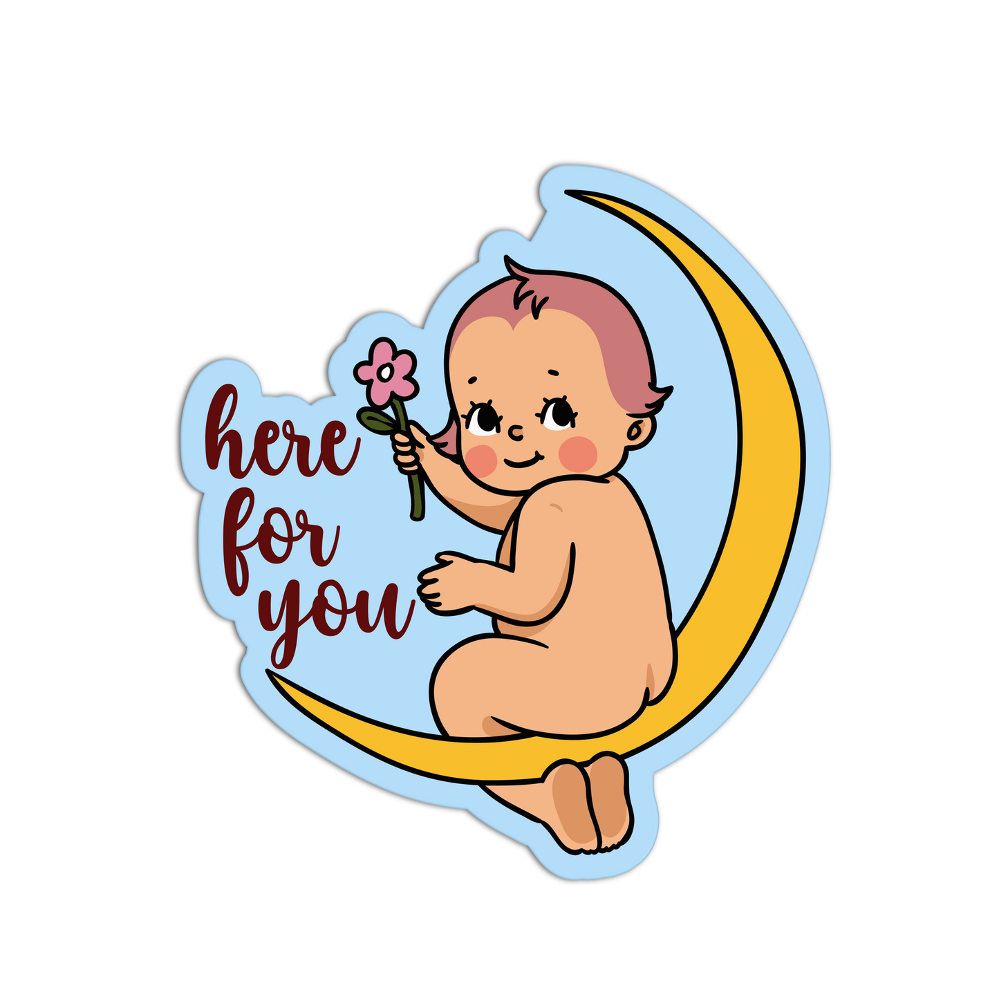 Here For You Retro Baby Valentine Sticker - The Stkr Store