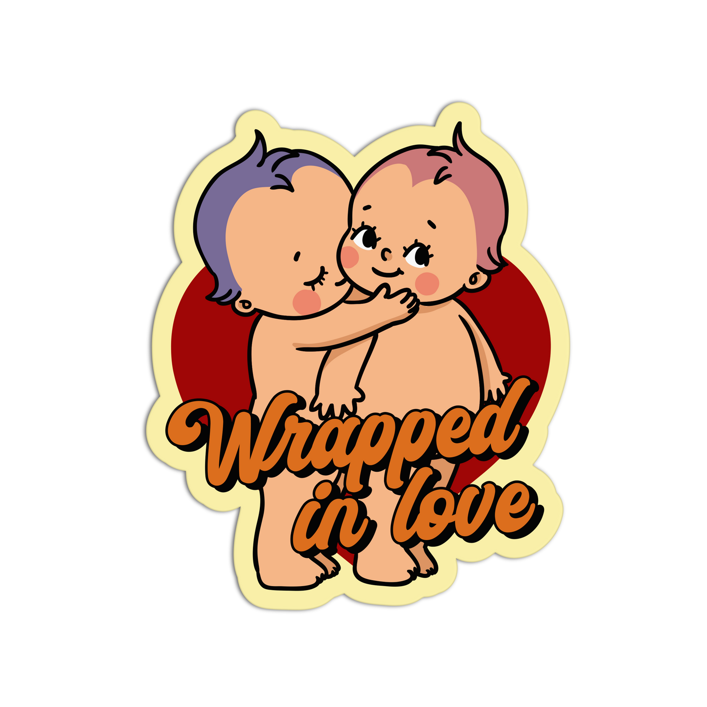 Wrapped in Love Retro Baby Valentine Sticker - The Stkr Store