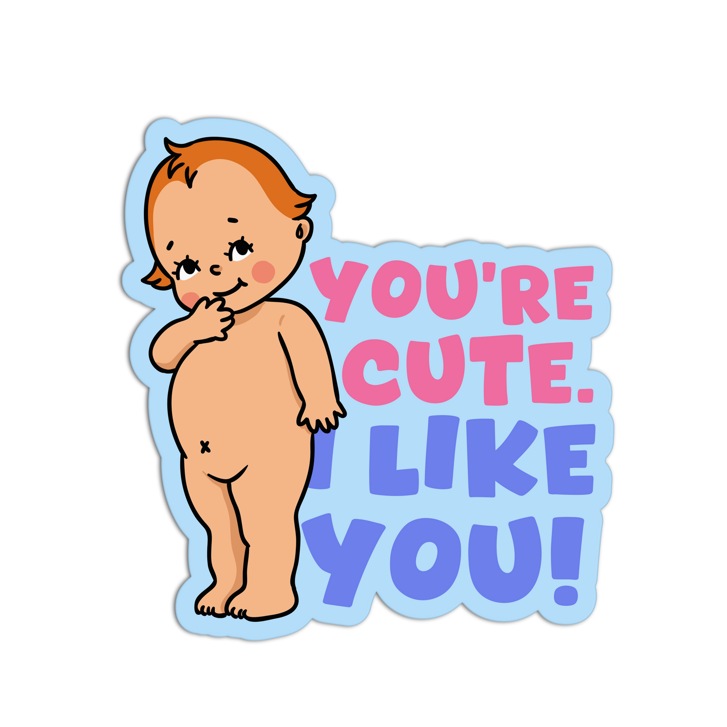 You're Cute. I Like You! Retro Baby Valentine Sticker - The Stkr Store