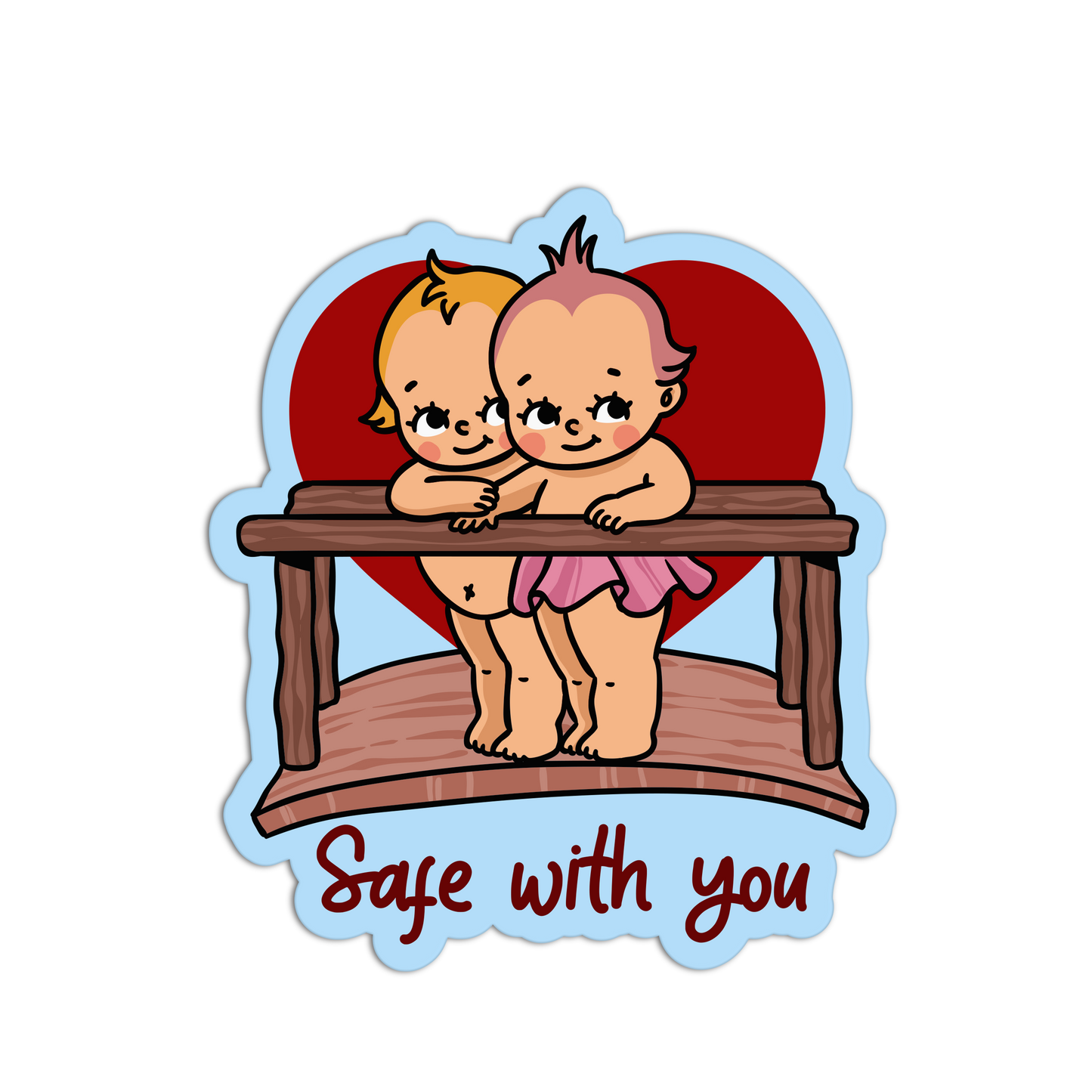 Safe with You Retro Baby Valentine Sticker - The Stkr Store