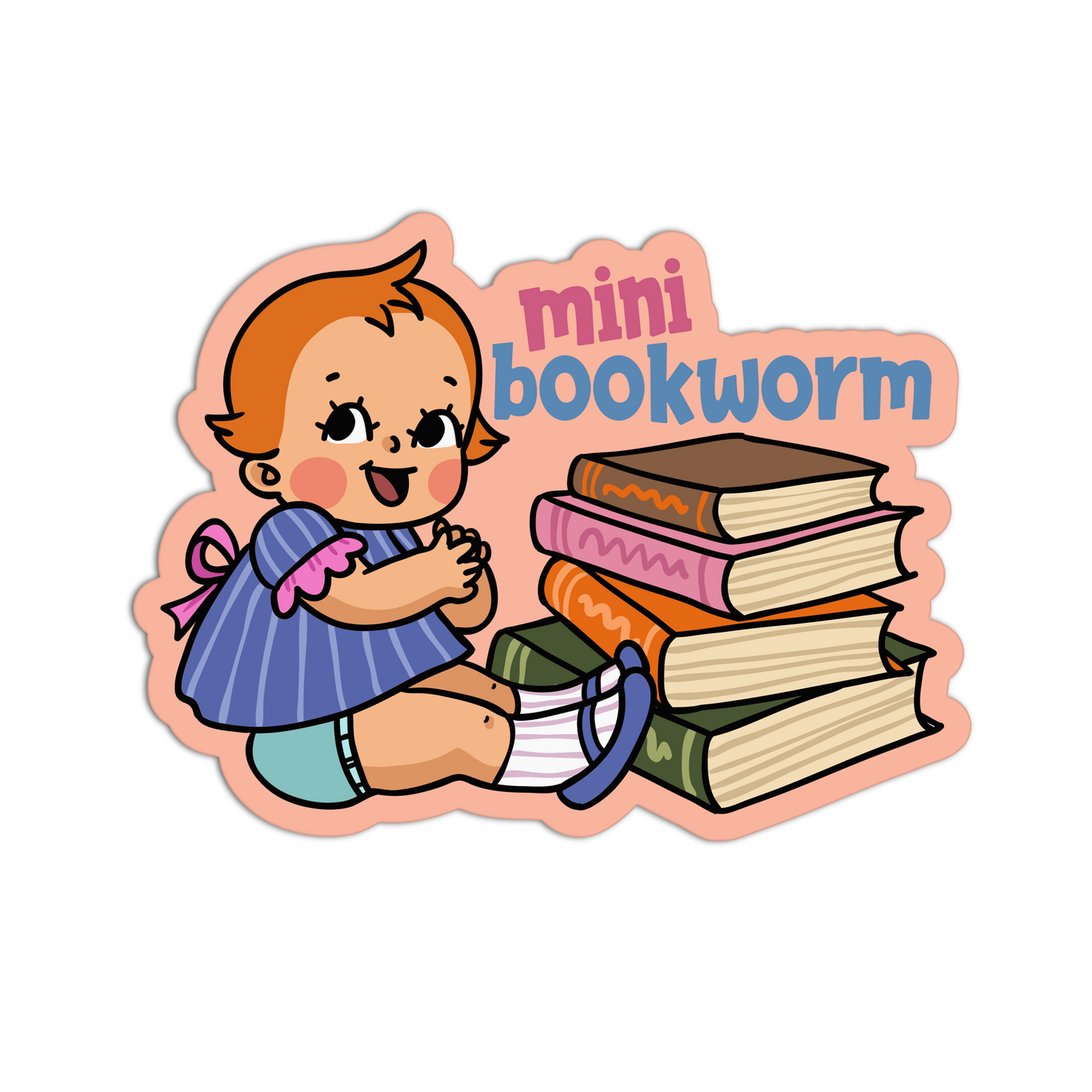 Mini Bookworm Retro Babies Reading Stickers