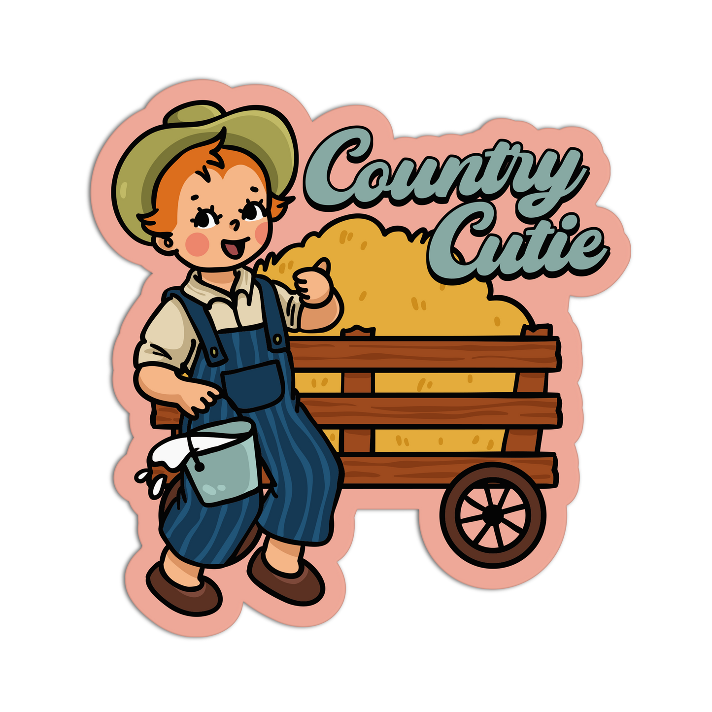 Country Cutie - Retro Babies Farmer Stickers - The Stkr Store