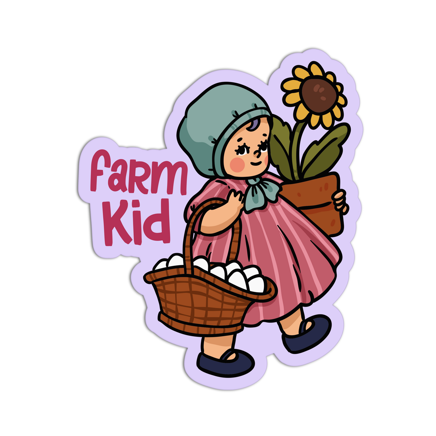 Farm Kid - Retro Babies Farmer Stickers - The Stkr Store