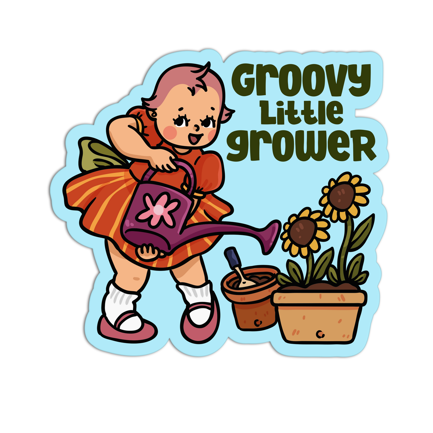 Groovy Little Grower - Retro Babies Farmer Stickers - The Stkr Store