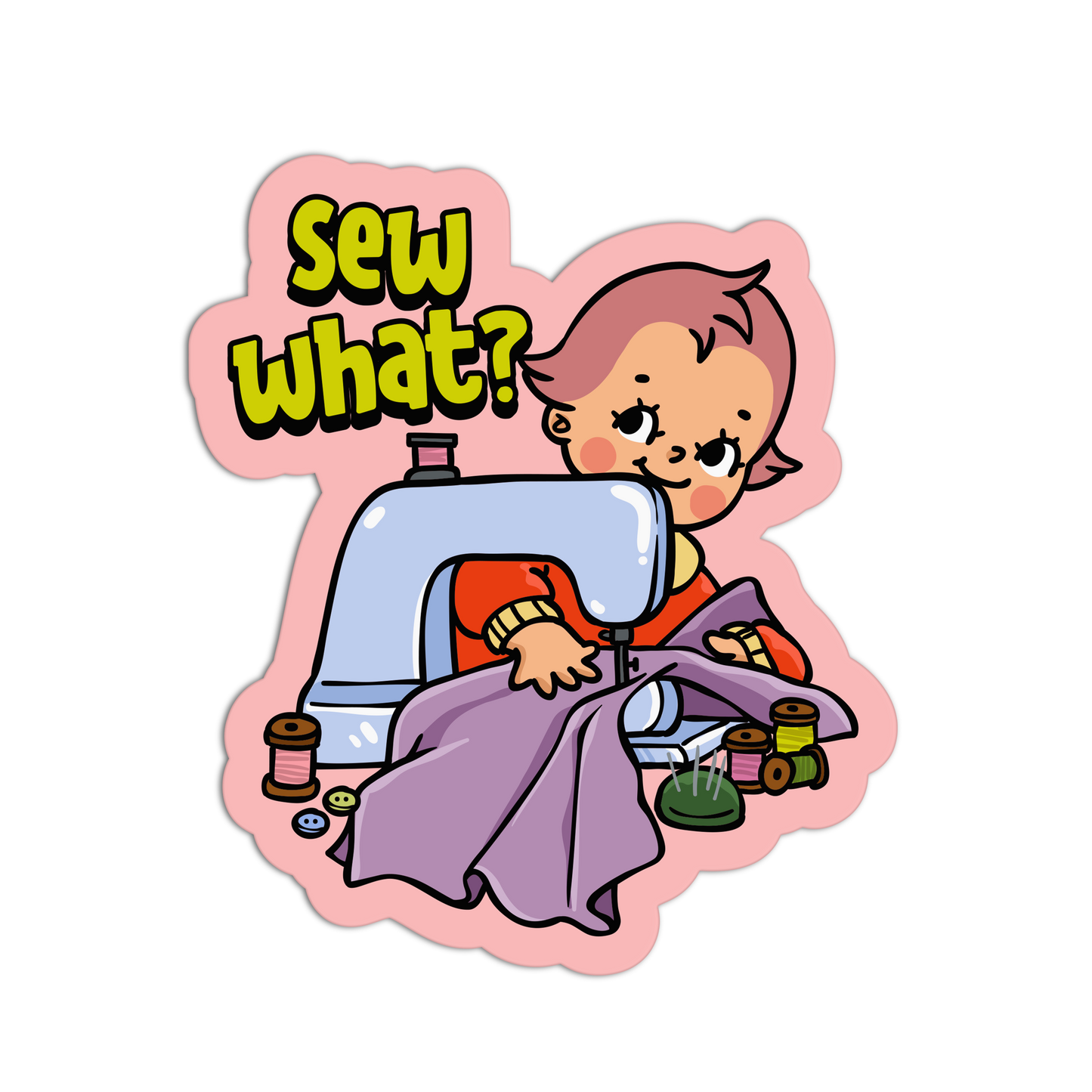 Sew What? Retro Babies Sewing and Knitting Sticker - The Stkr Store