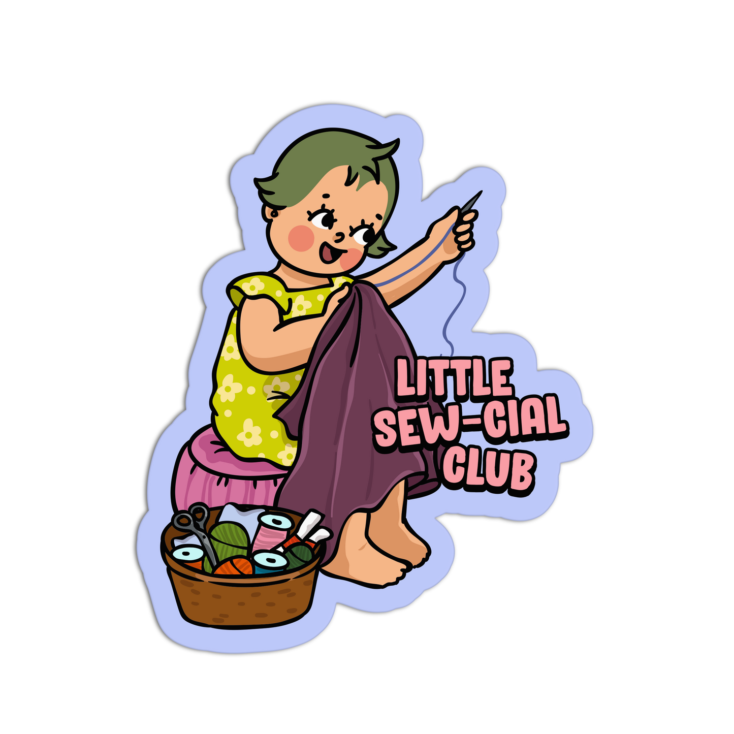 Little Sew-Cial Club Retro Babies Sewing and Knitting Sticker - The Stkr Store