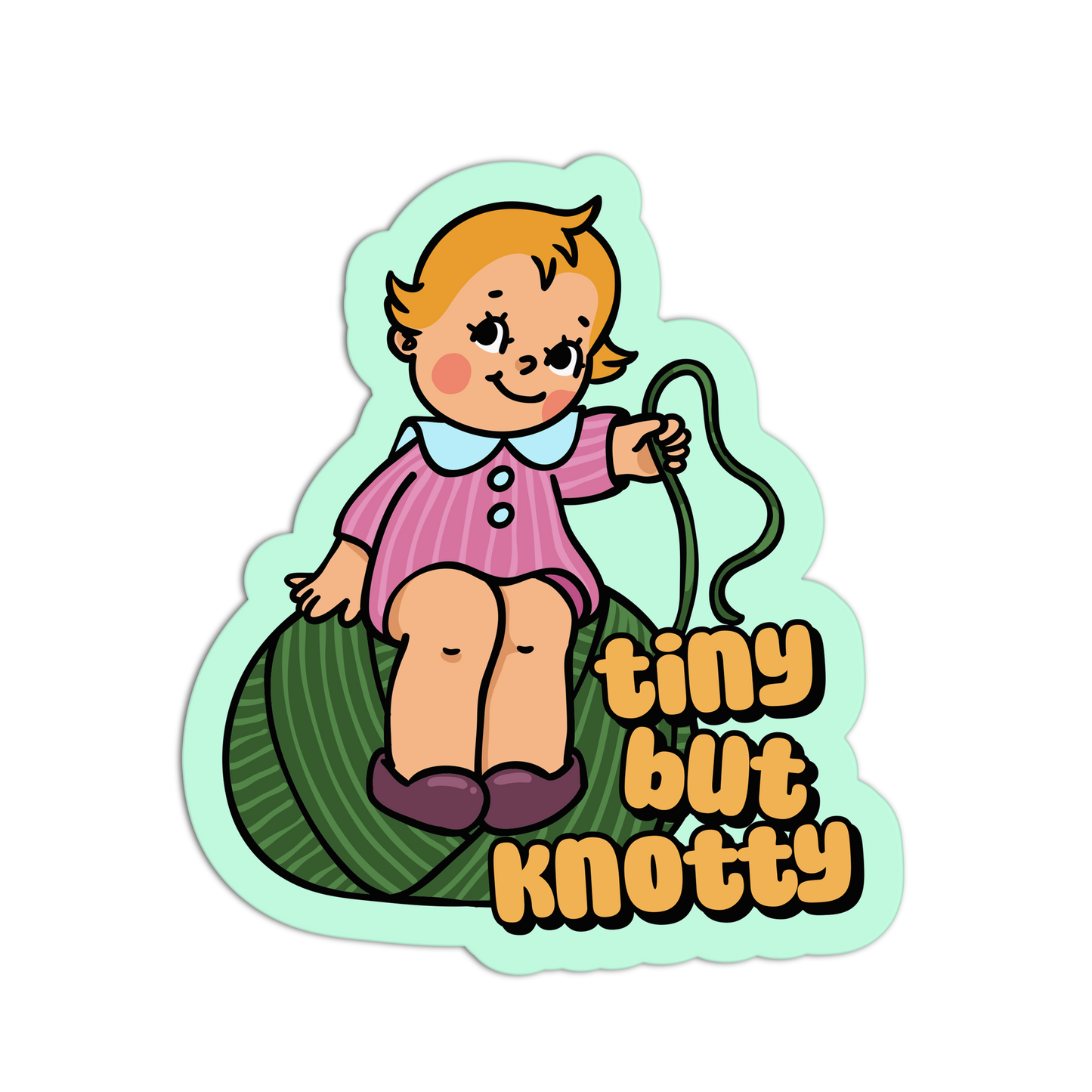 Tiny But Knotty Retro Babies Sewing and Knitting Sticker - The Stkr Store