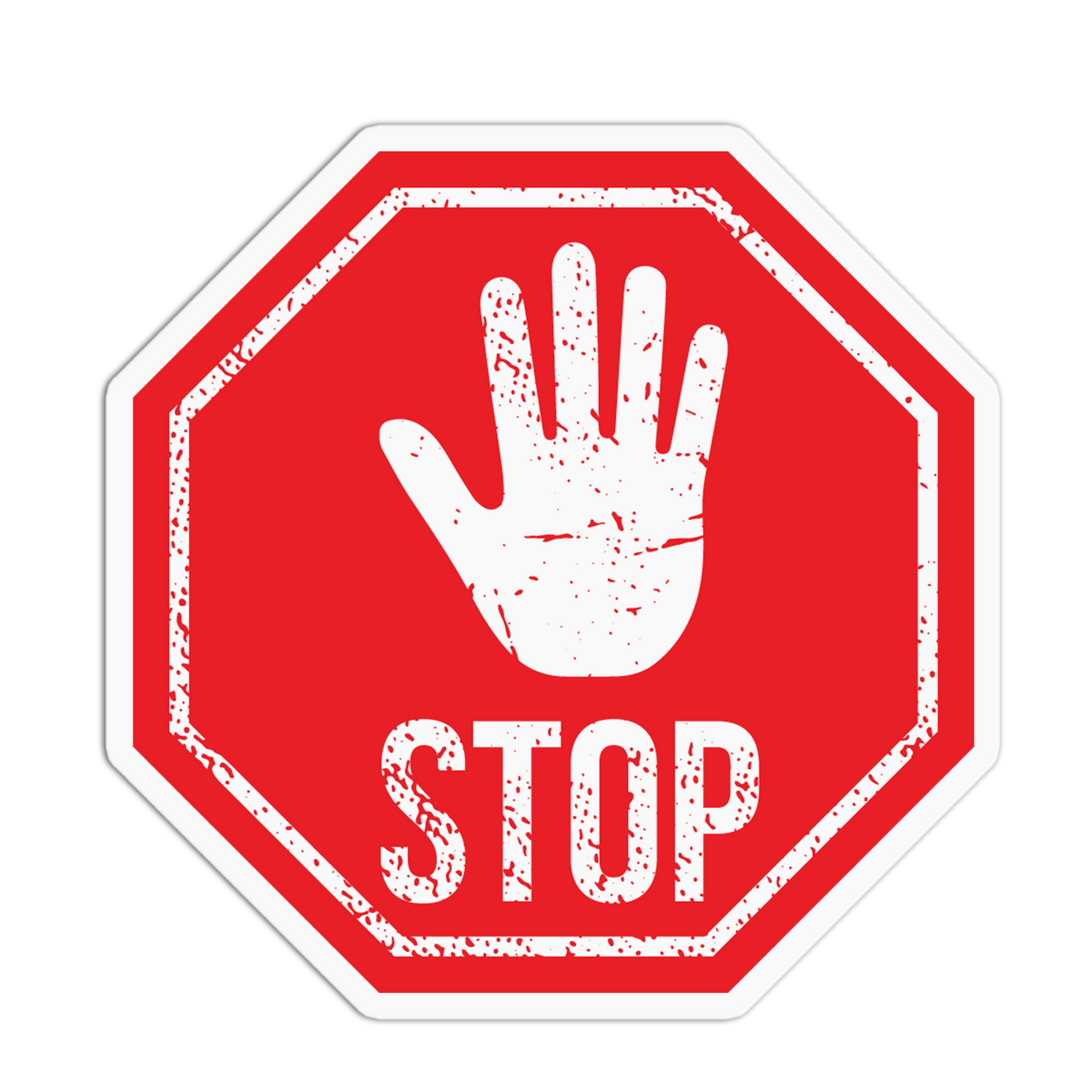 Stop Hand Retro Warning Sign Sticker