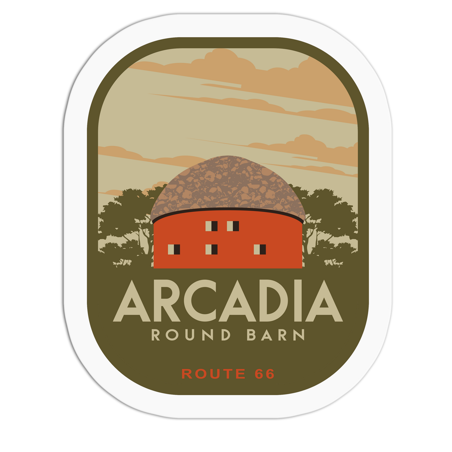 Arcadia Round Barn - Travel Series Route 66 Sticker